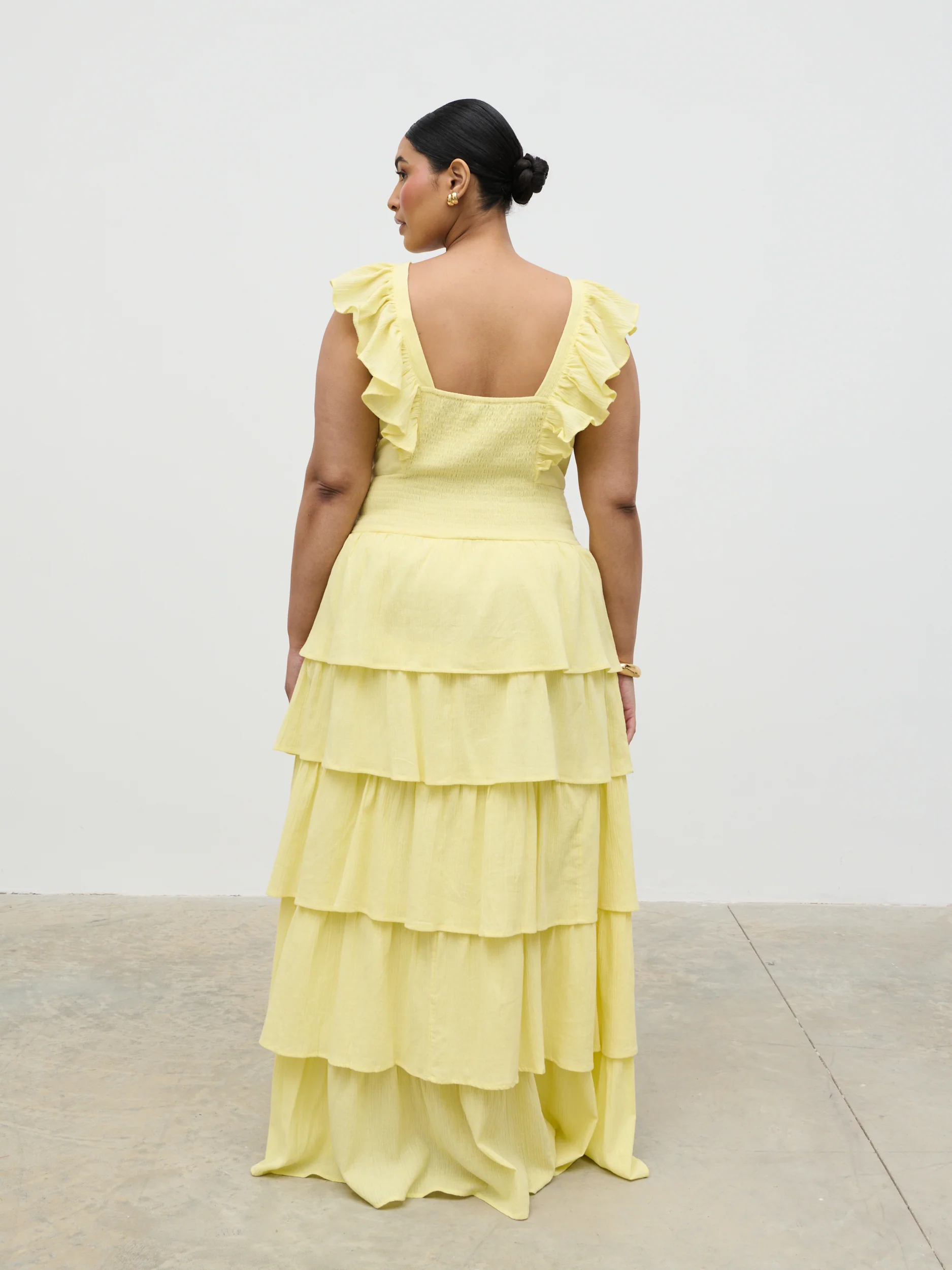 Opal Ruffle Maxi Dress Curve - Lemon - Image 3