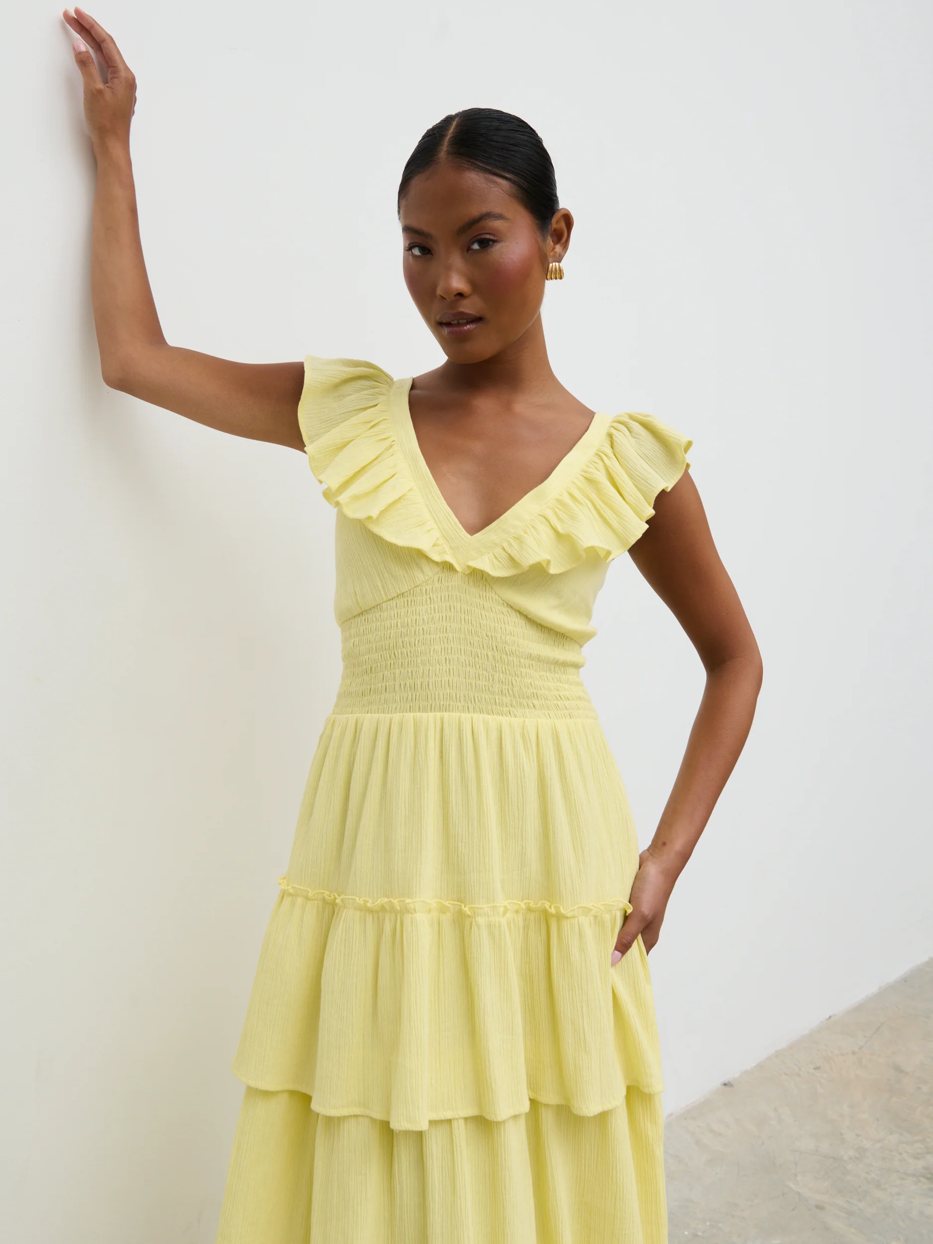 Opal Ruffle Maxi Dress - Lemon - Image 4