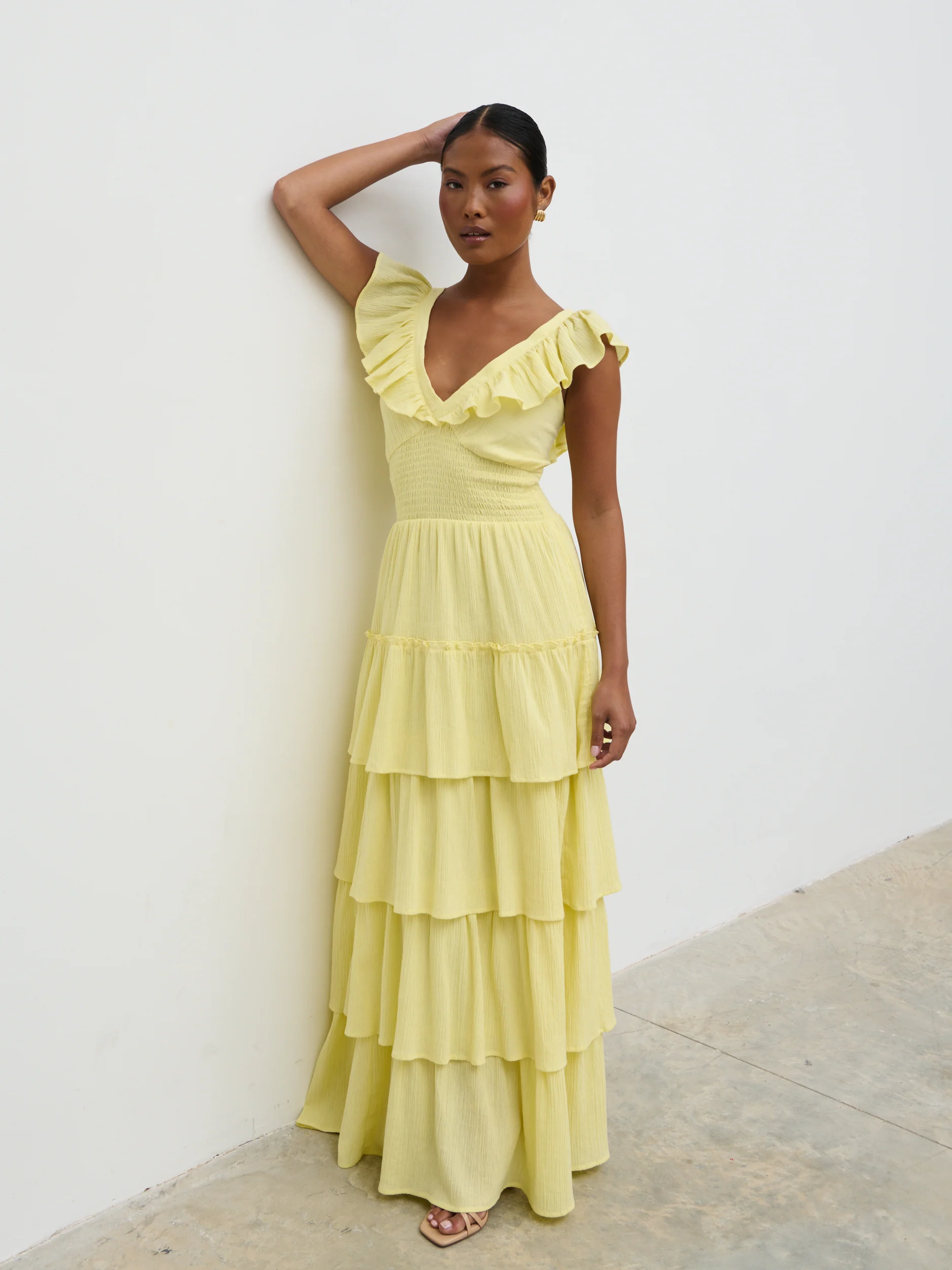 Opal Ruffle Maxi Dress - Lemon - Image 7