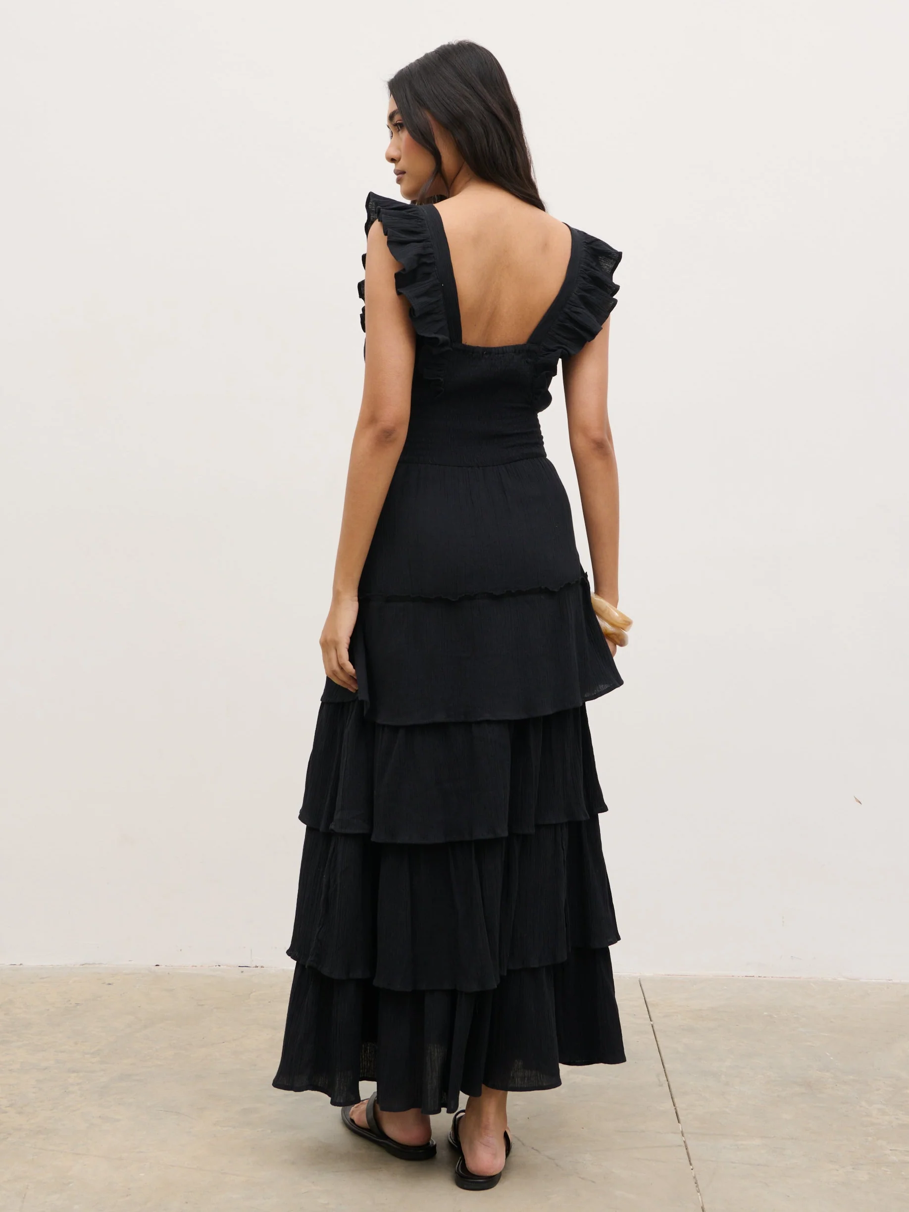 Opal Ruffle Midaxi Dress - Black - Image 6