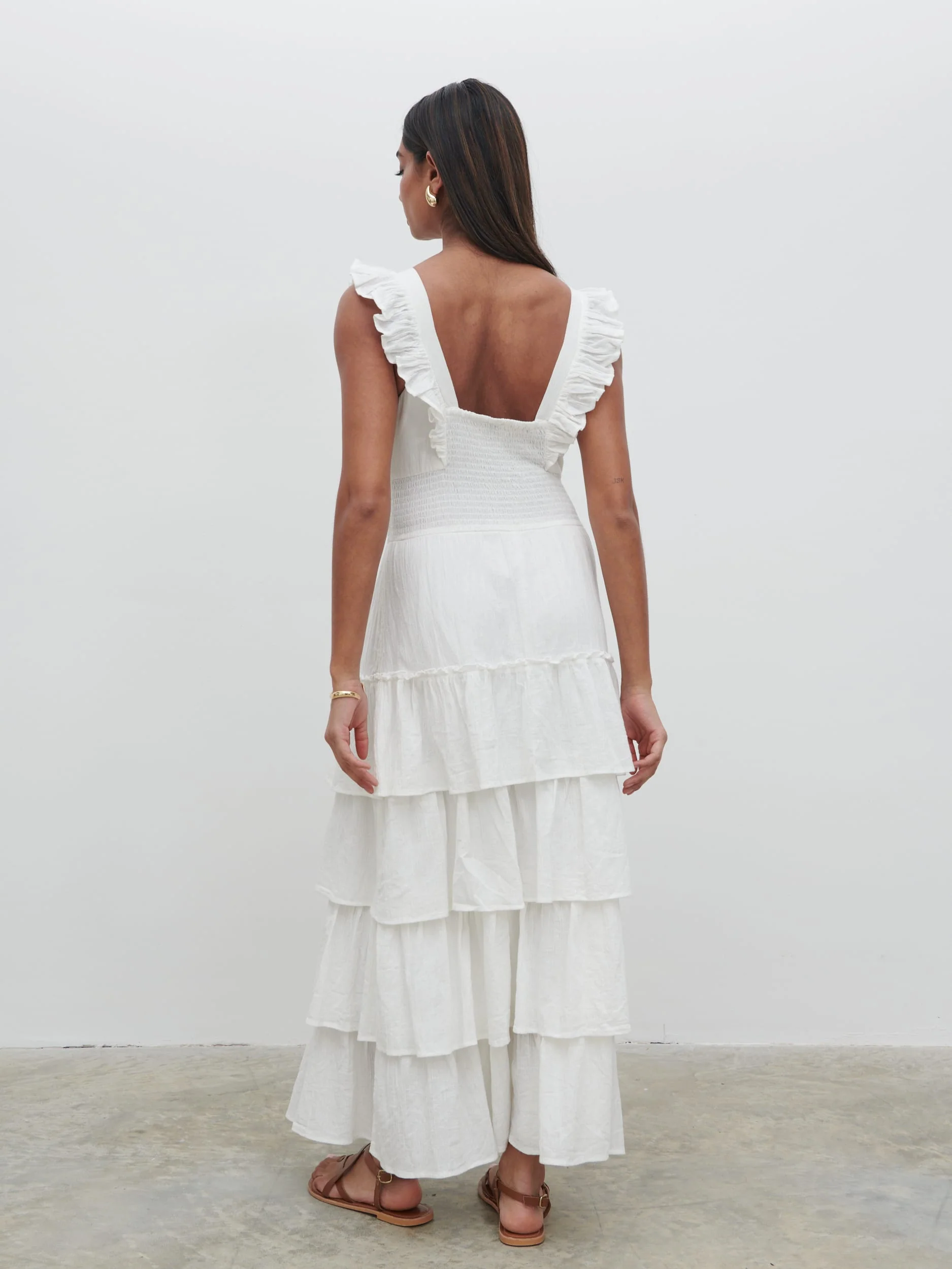 Opal Ruffle Midaxi Dress - Cream - Image 3