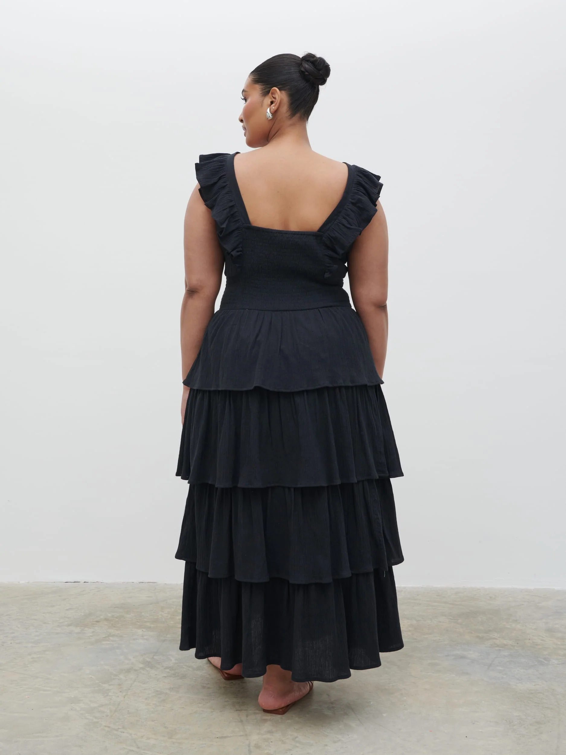 Opal Ruffle Midaxi Dress Curve - Black - Image 5