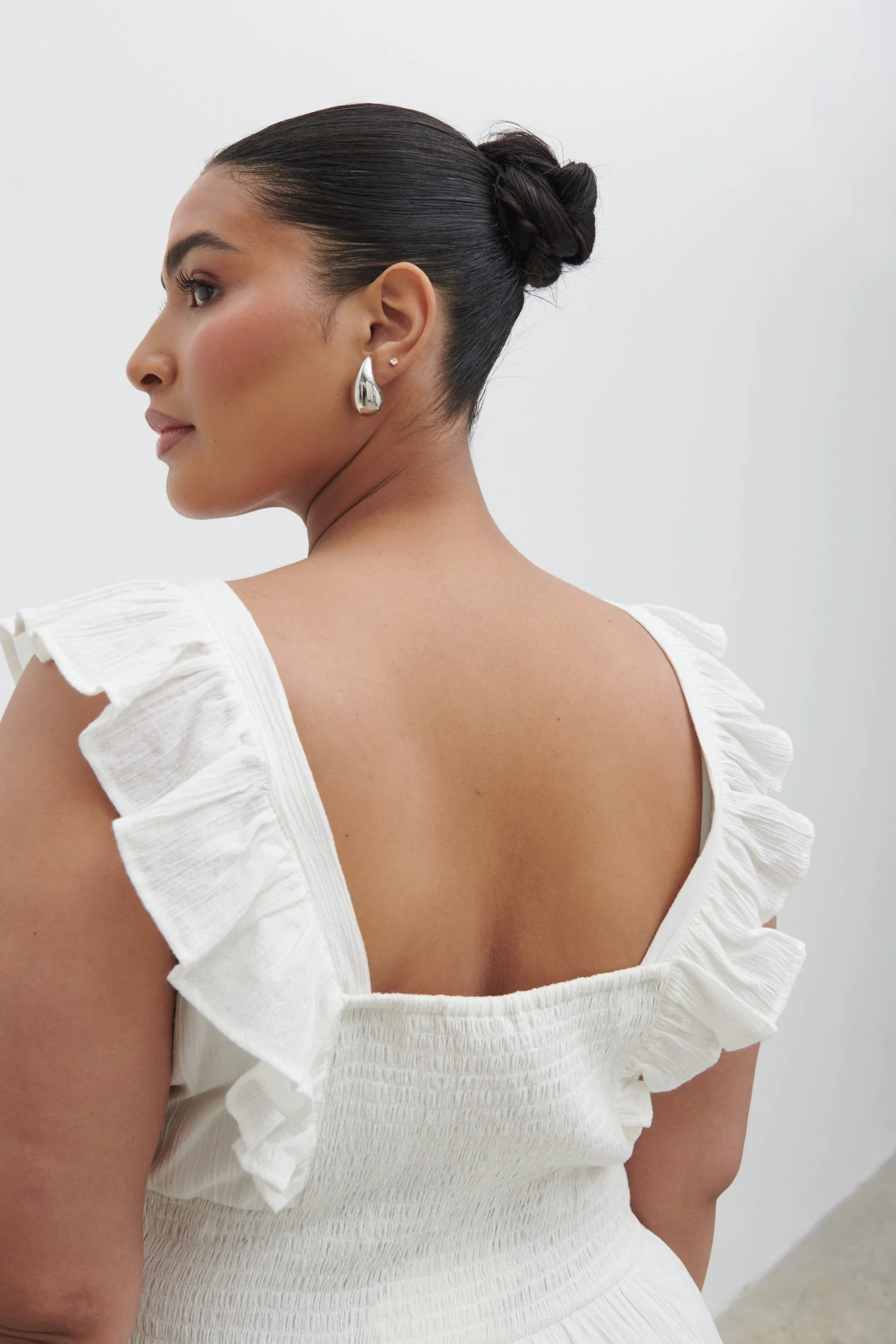 Opal Ruffle Midaxi Dress Curve - Cream - Image 3