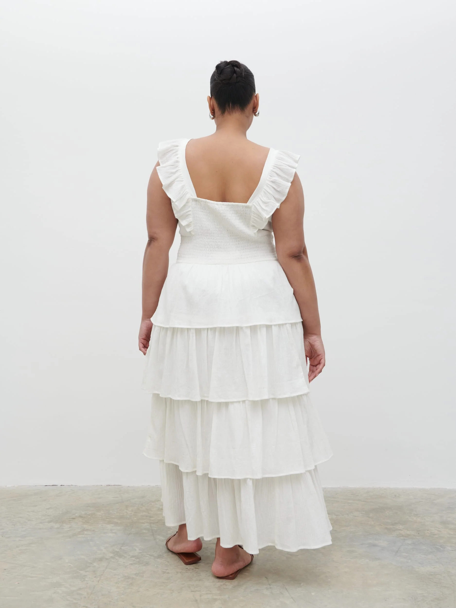 Opal Ruffle Midaxi Dress Curve - Cream - Image 4