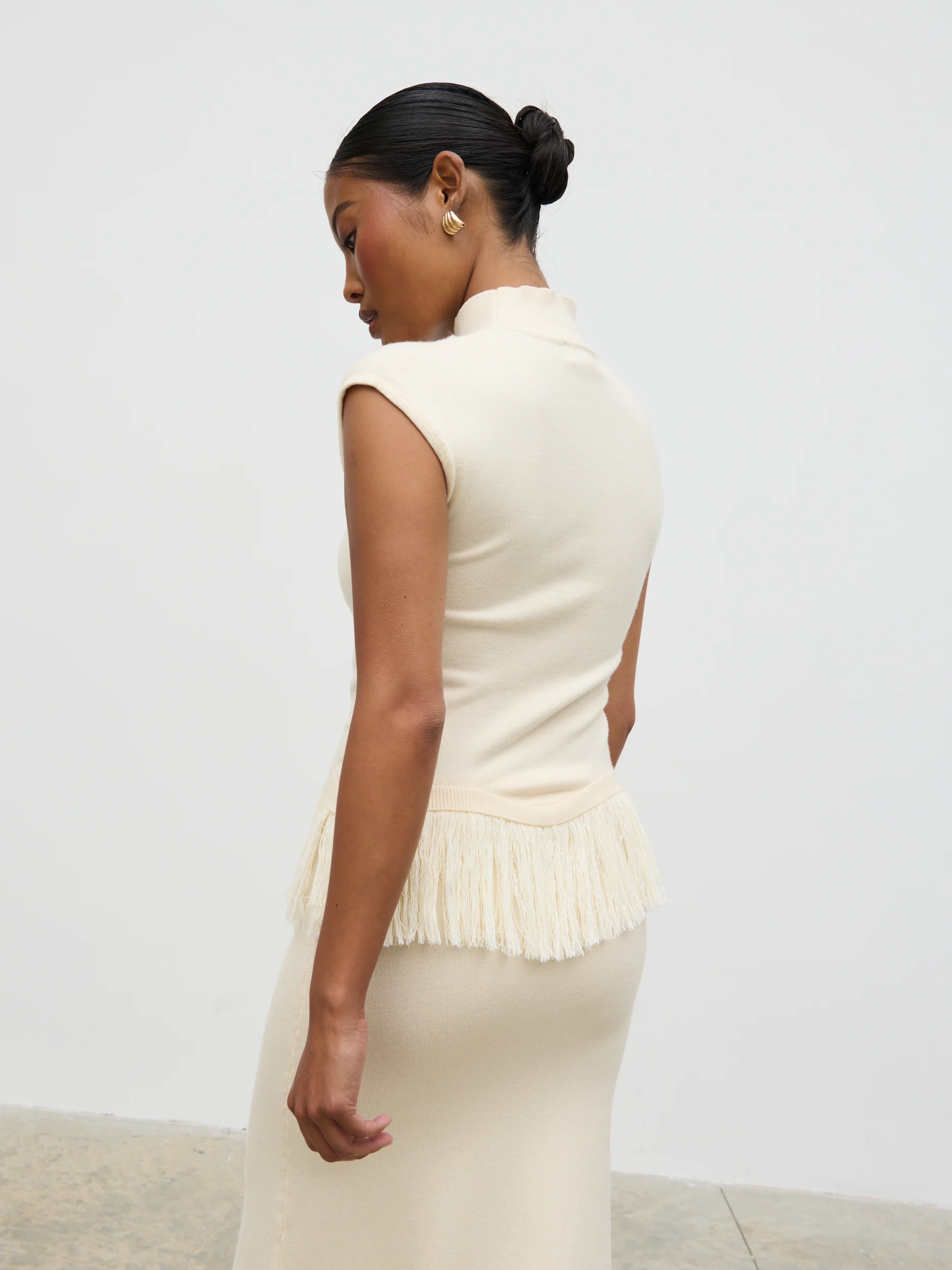 Orlendina Fringe Knit Top - Cream - Image 6