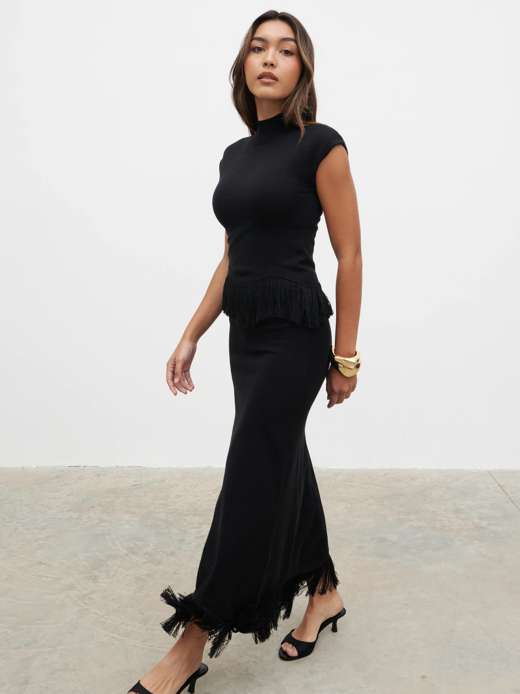 Orlendina Fringe Midaxi Skirt - Black - Image 4