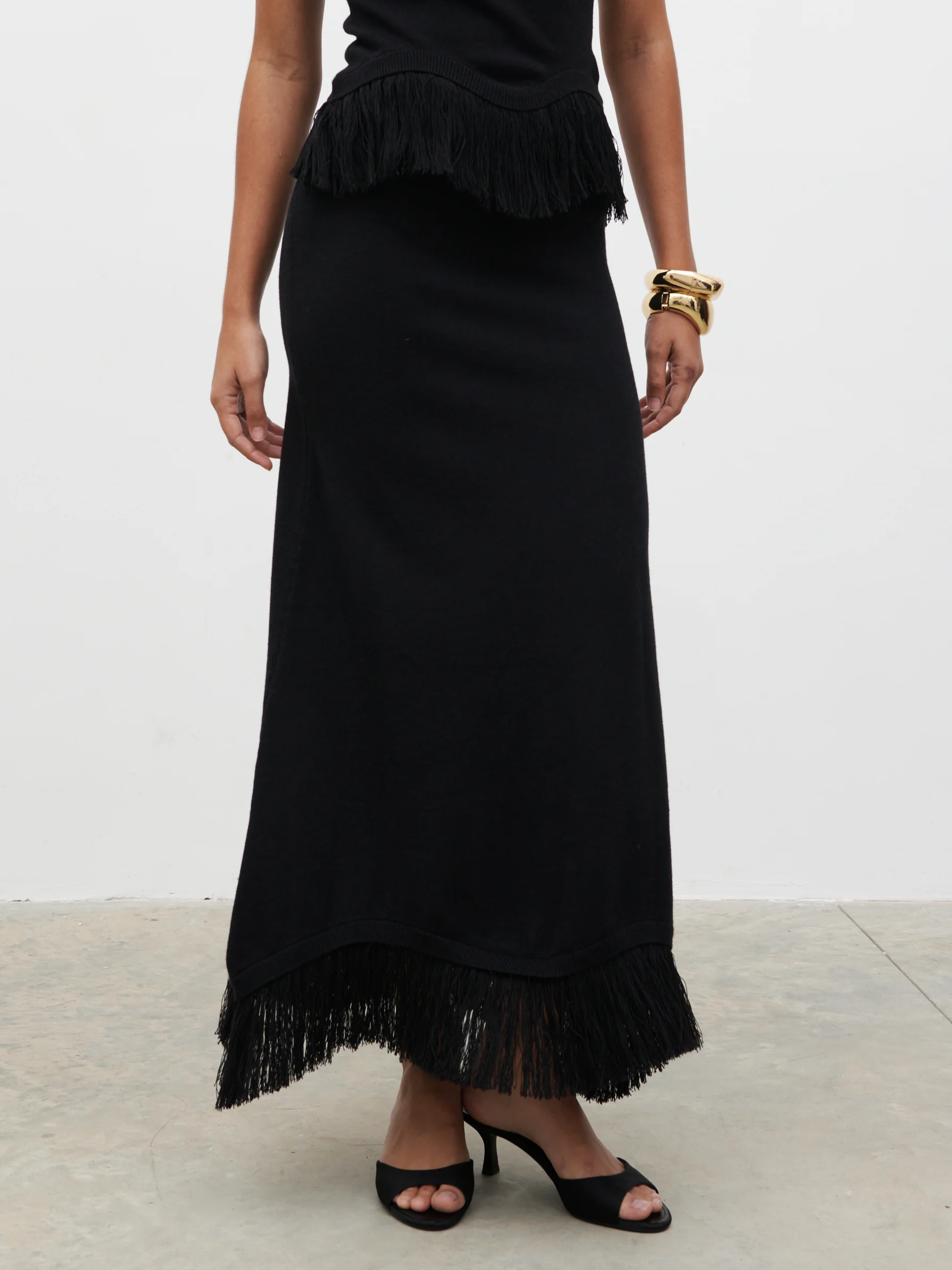Orlendina Fringe Midaxi Skirt - Black - Image 5