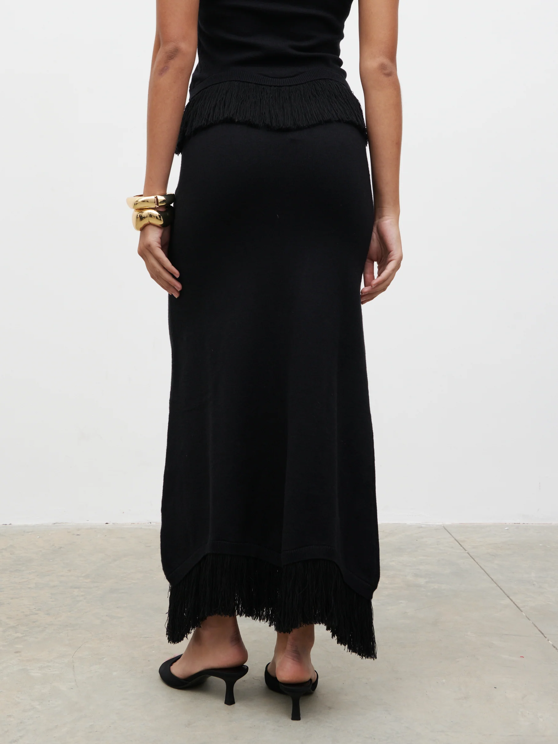 Orlendina Fringe Midaxi Skirt - Black - Image 6