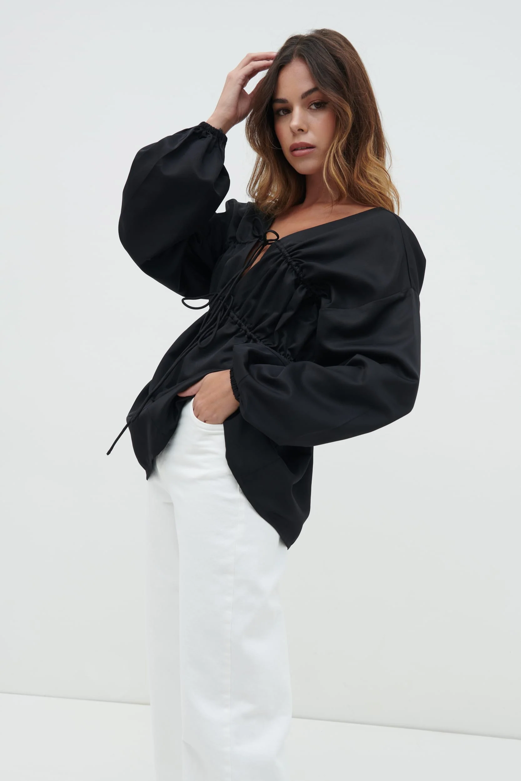 Ottilie Tie Top - Black - Image 4
