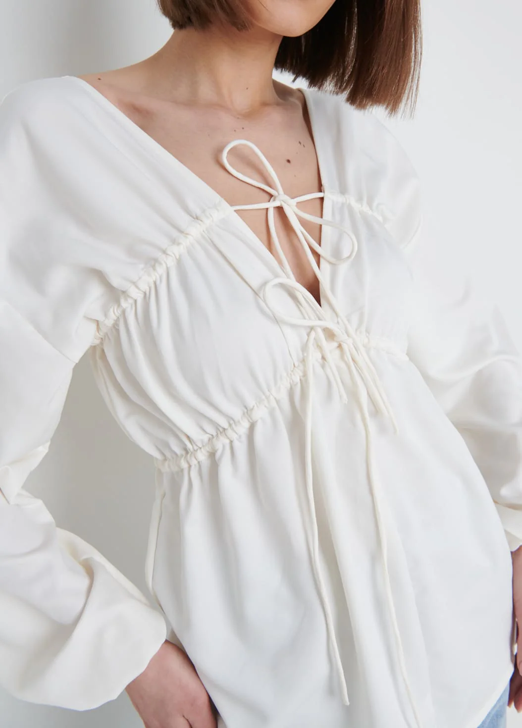 Ottilie Tie Top - White - Image 3