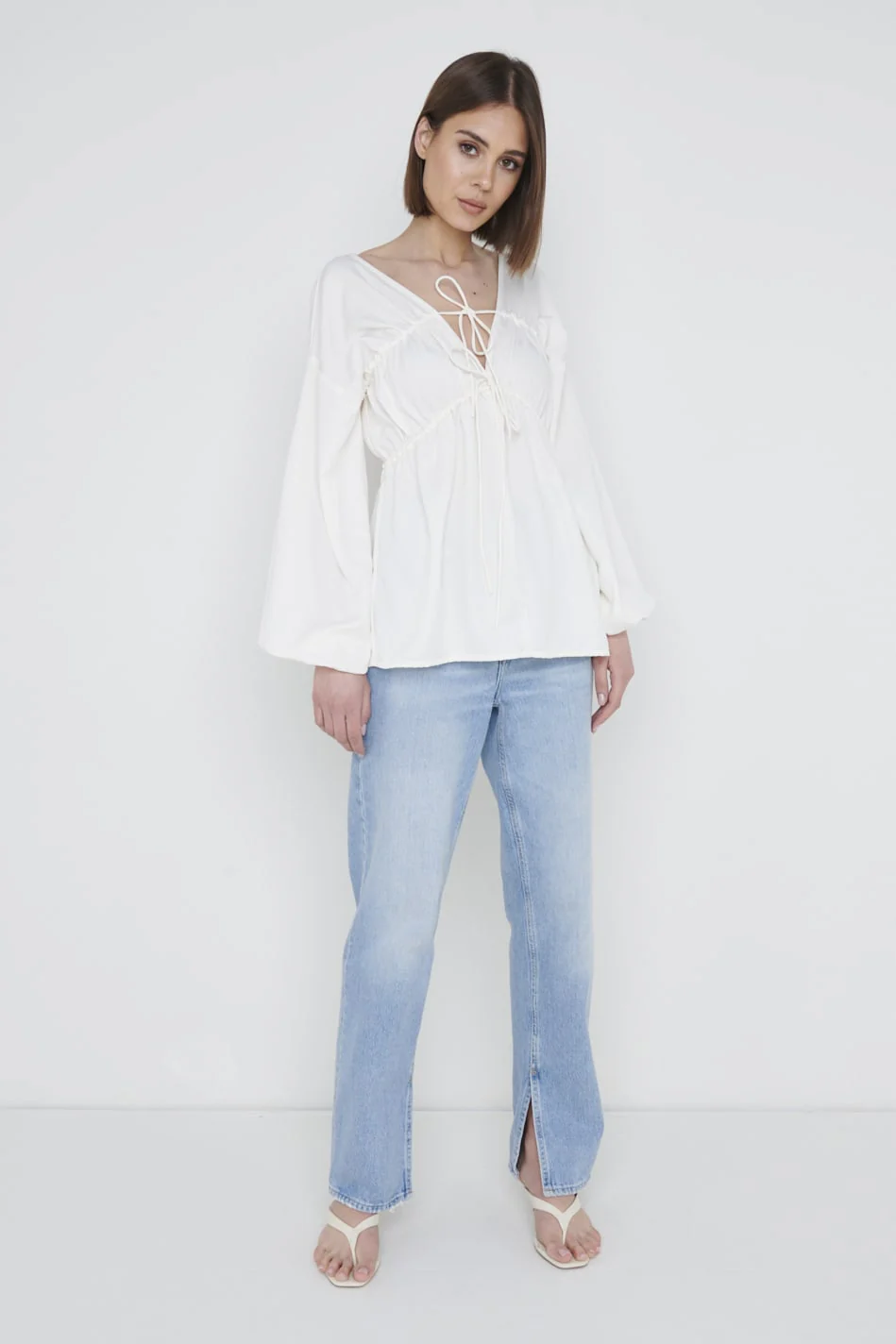 Ottilie Tie Top - White - Image 4