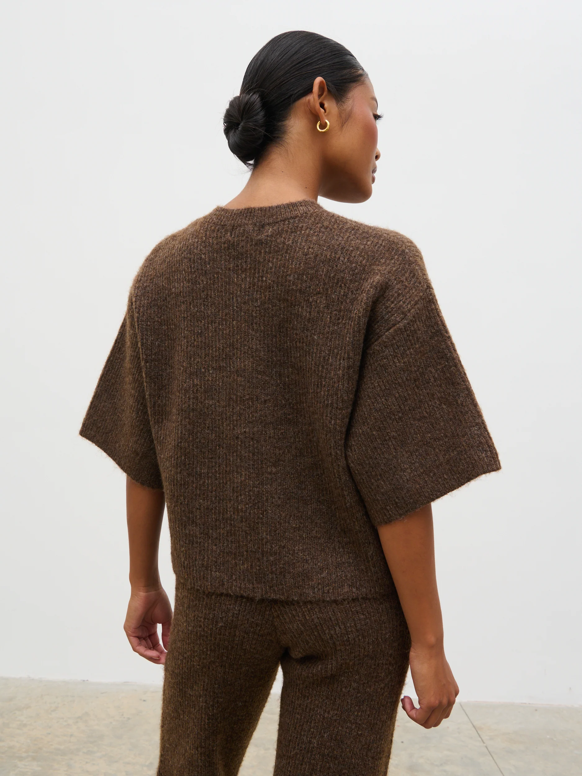 Ovalie Rib Knit Top - Chocolate - Image 2