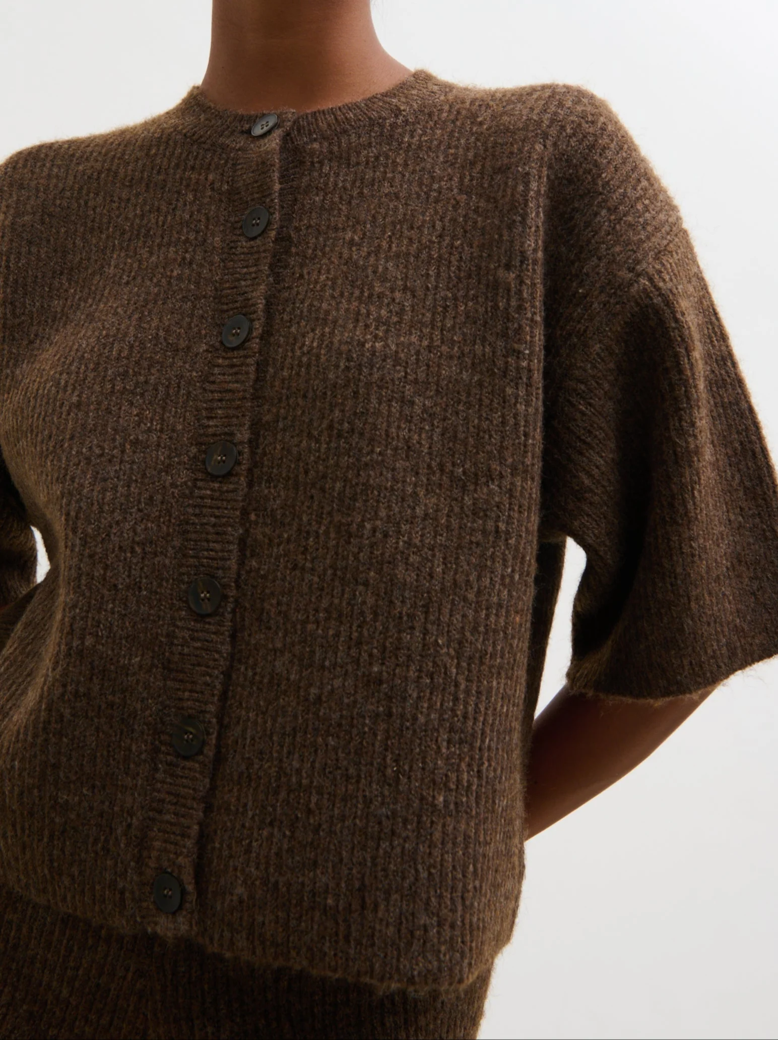 Ovalie Rib Knit Top - Chocolate - Image 4