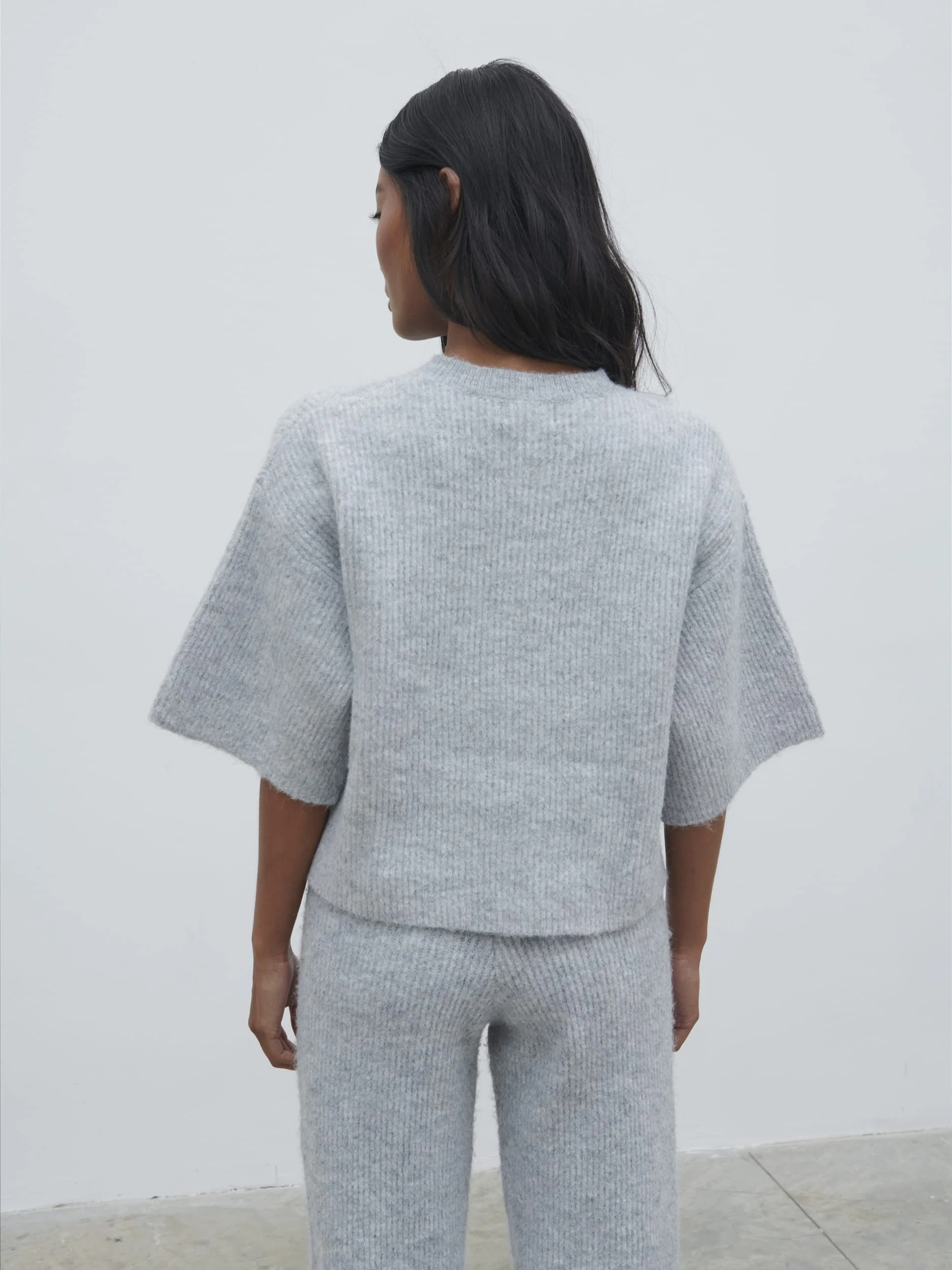 Ovalie Rib Knit Top - Grey Marl - Image 4