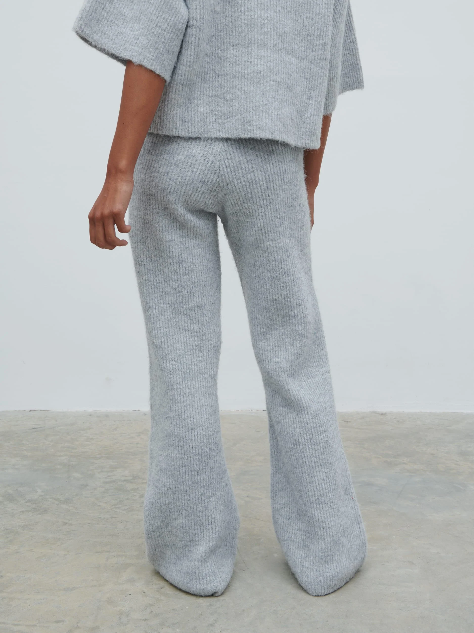 Ovalie Rib Knit Trousers - Grey Marl - Image 5