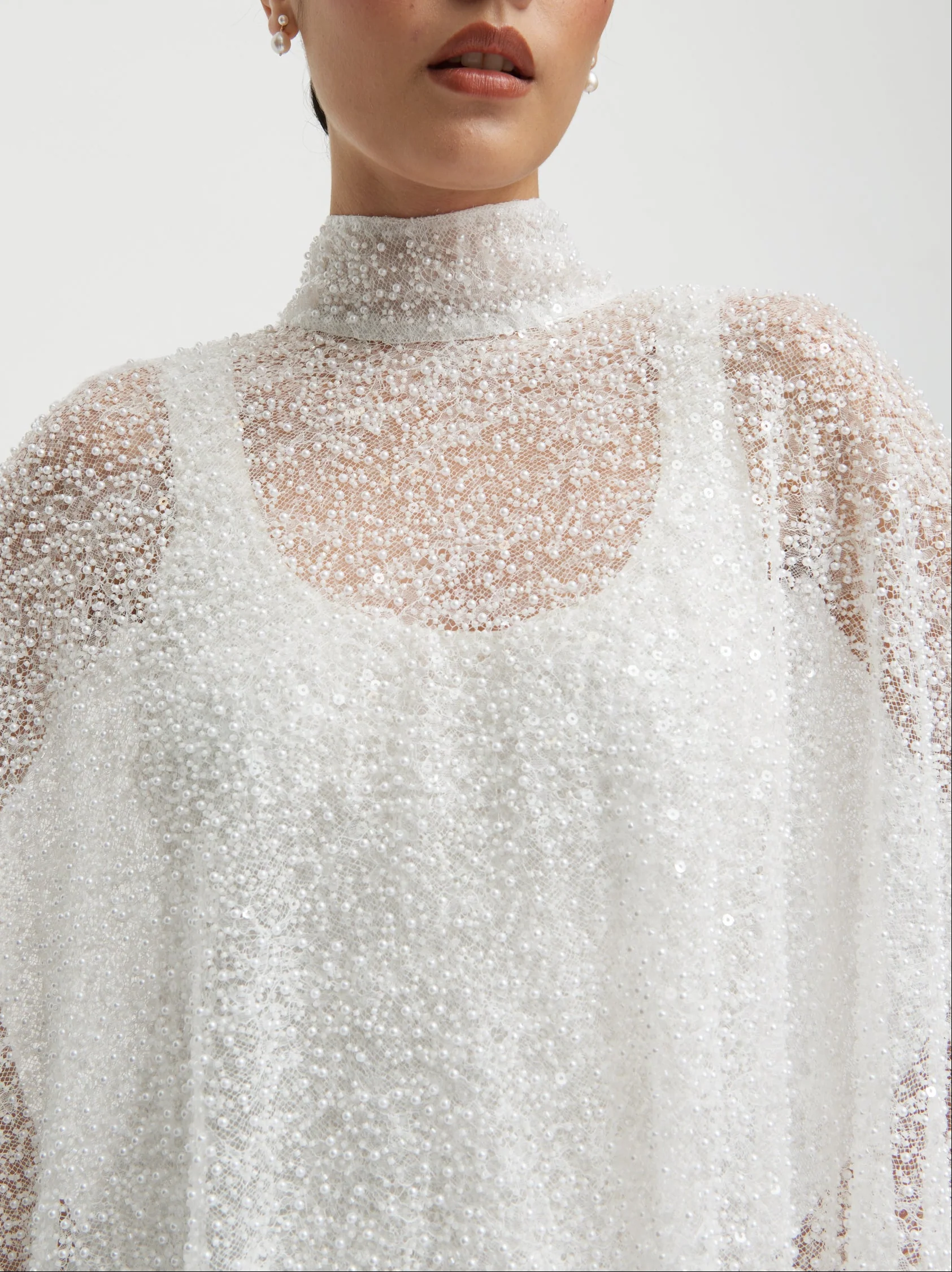 Palma Embellished Cape - Ivory - Image 3