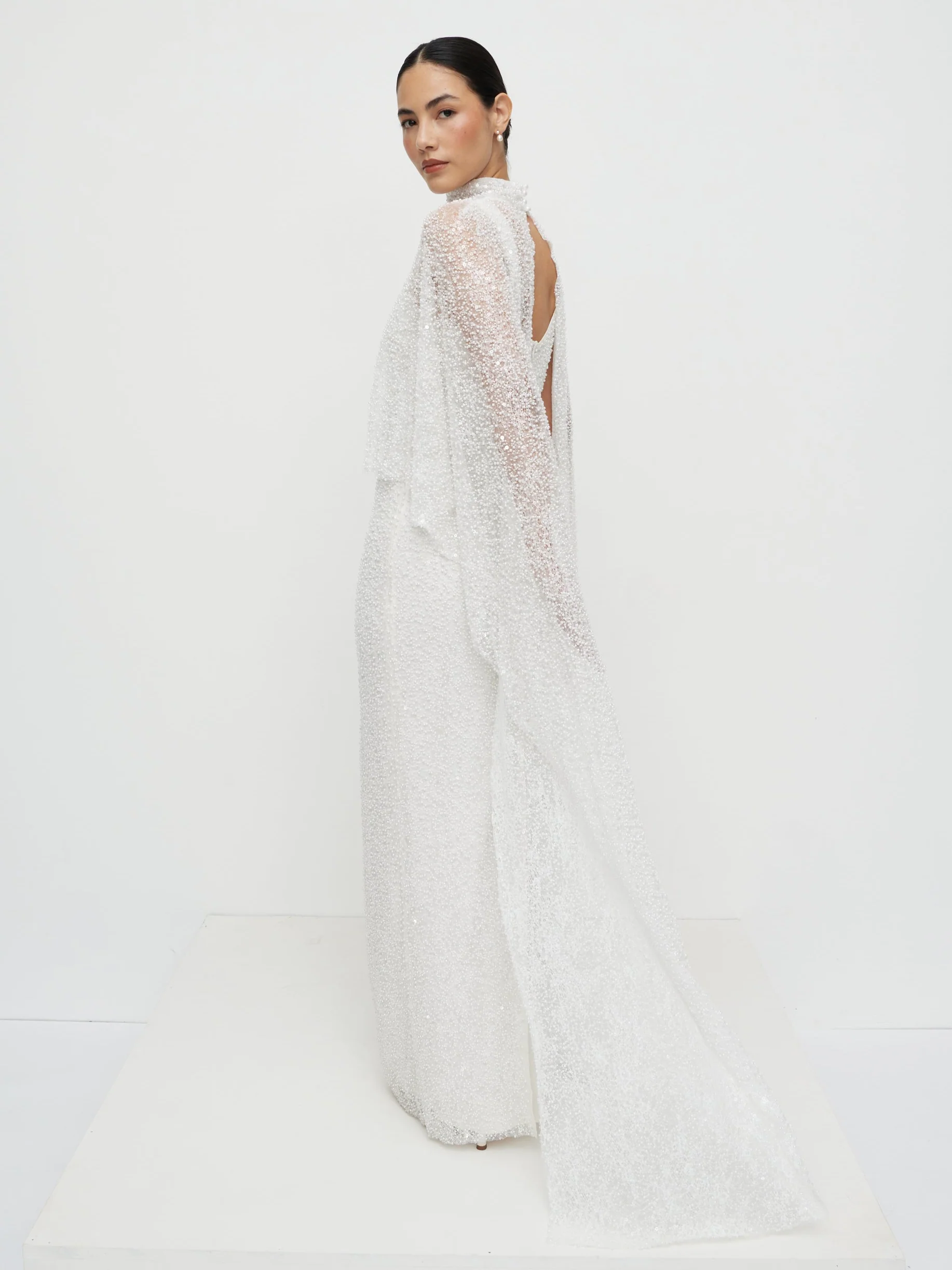 Palma Embellished Cape - Ivory - Image 5