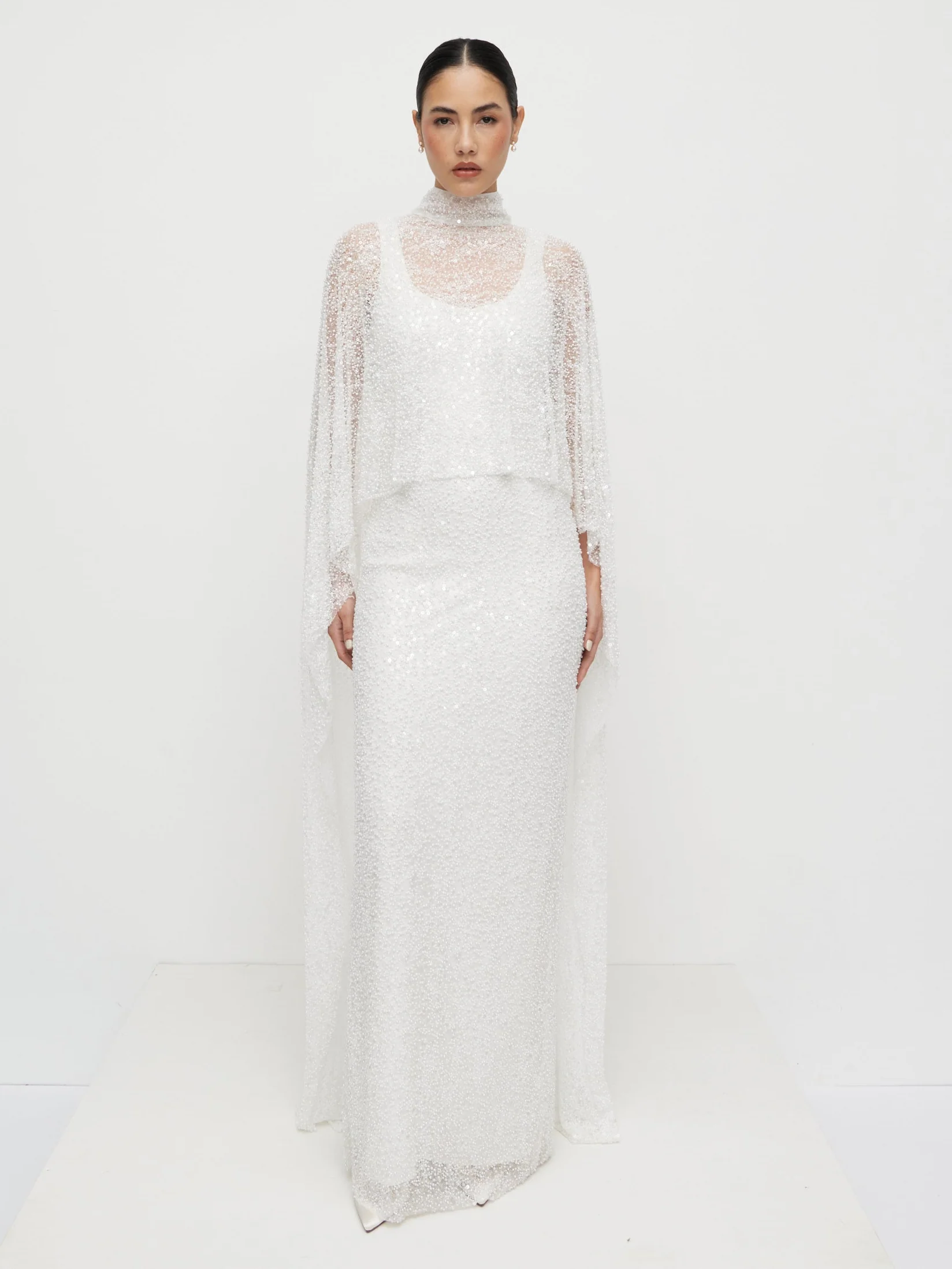 Palma Embellished Cape - Ivory - Image 7