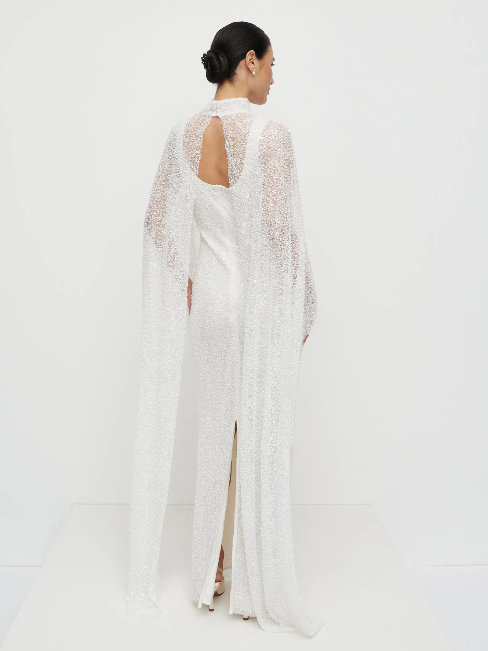 Palma Embellished Cape - Ivory - Image 9