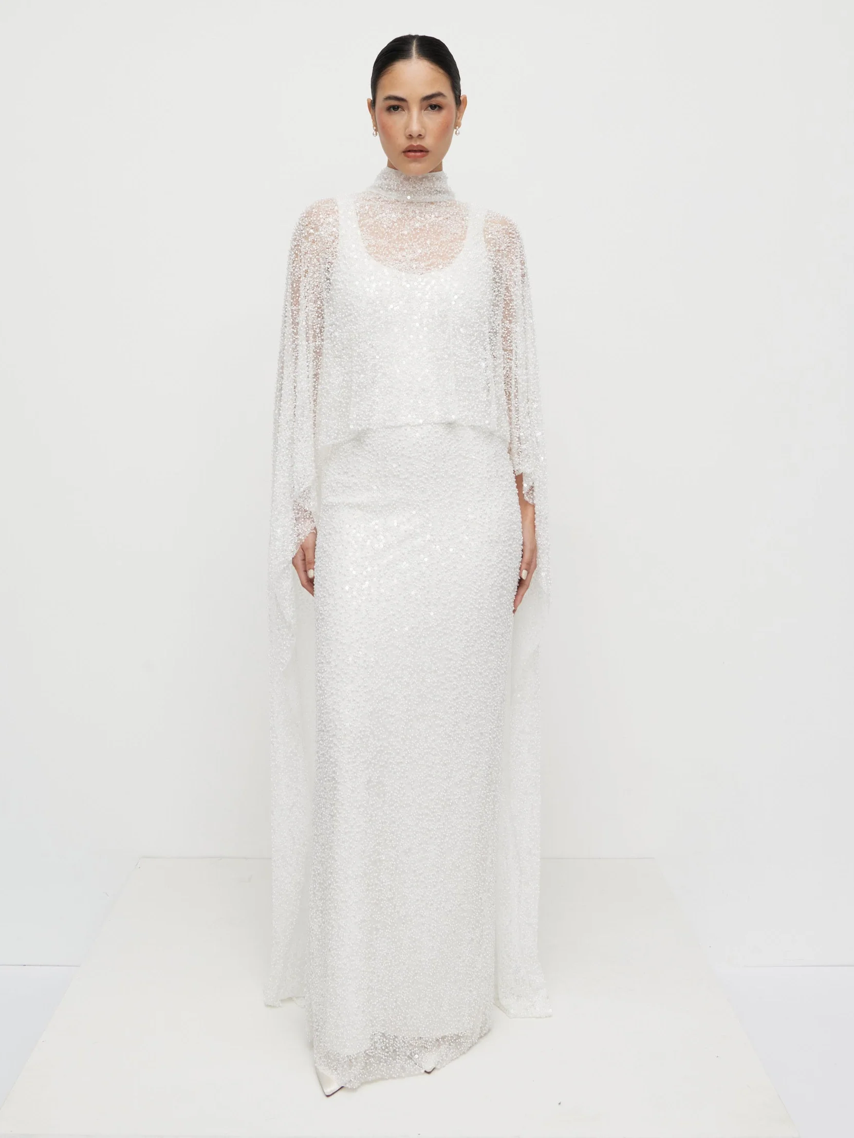 Palma Embellished Scoop Neck Maxi Dress - Ivory - Image 3
