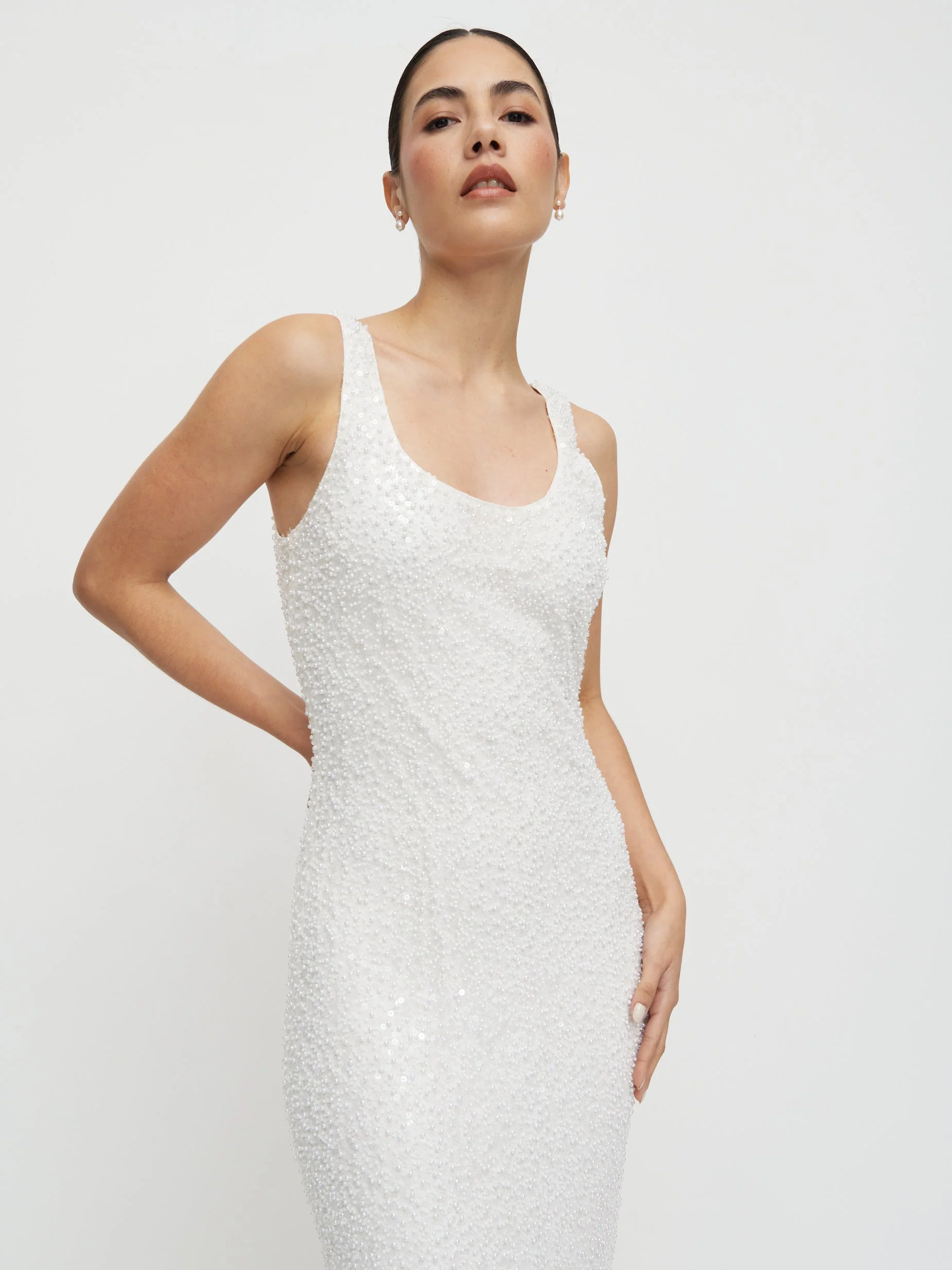 Palma Embellished Scoop Neck Maxi Dress - Ivory - Image 4