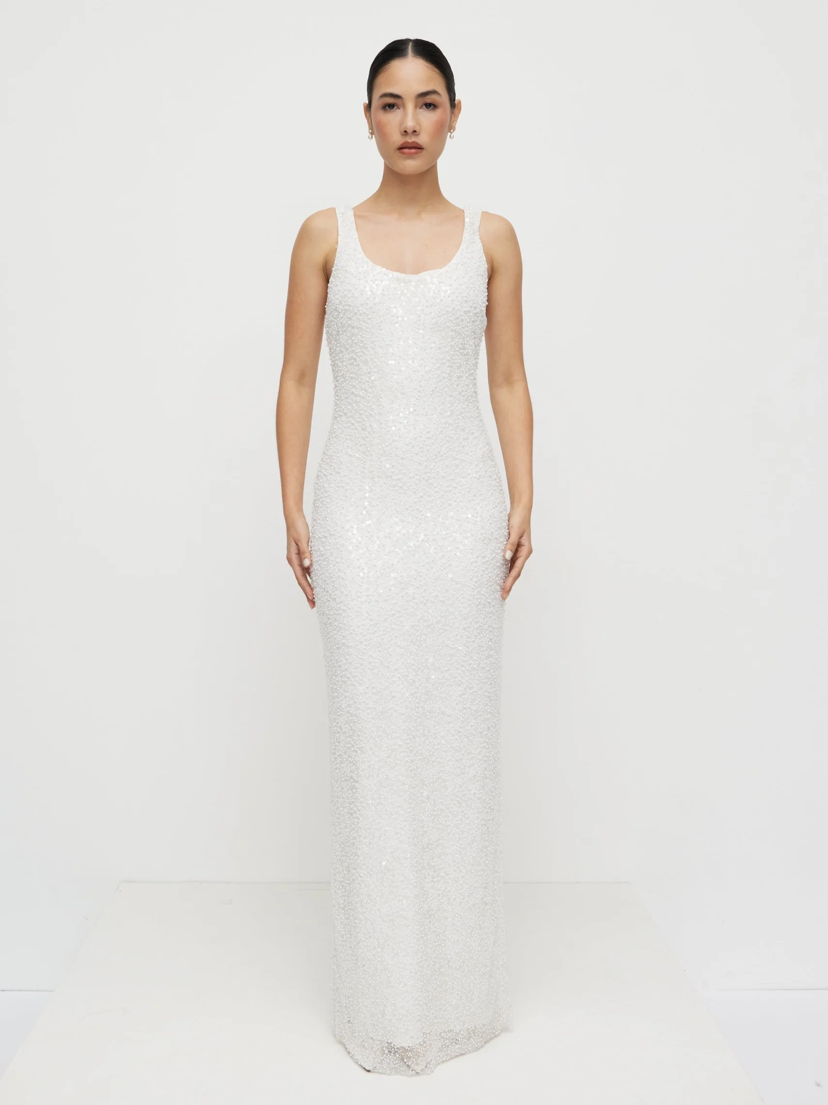 Palma Embellished Scoop Neck Maxi Dress - Ivory - Image 9