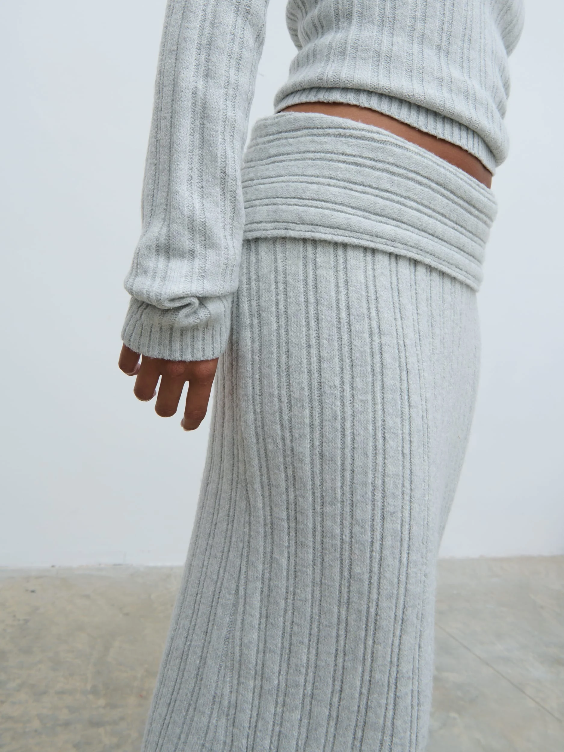 Petra Cosy Rib Knit Maxi Skirt - Grey Marl - Image 4