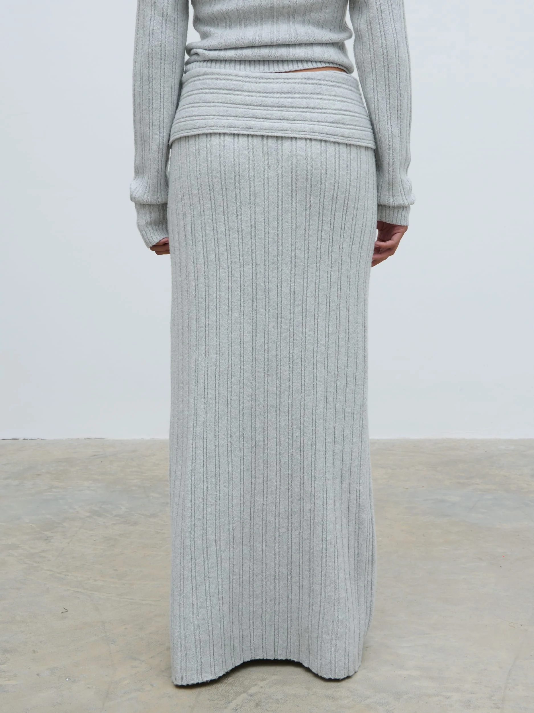 Petra Cosy Rib Knit Maxi Skirt - Grey Marl - Image 5