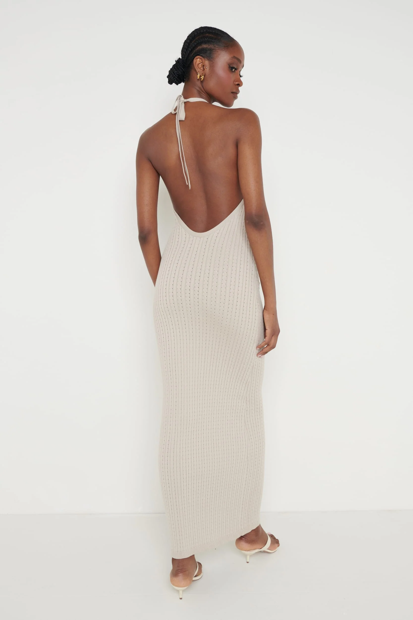 Phoebe Halterneck Maxi Dress - Taupe - Image 2