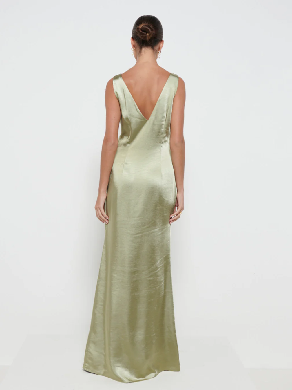 Piper Maxi Bridesmaid Dress - Matte Olive - Image 3