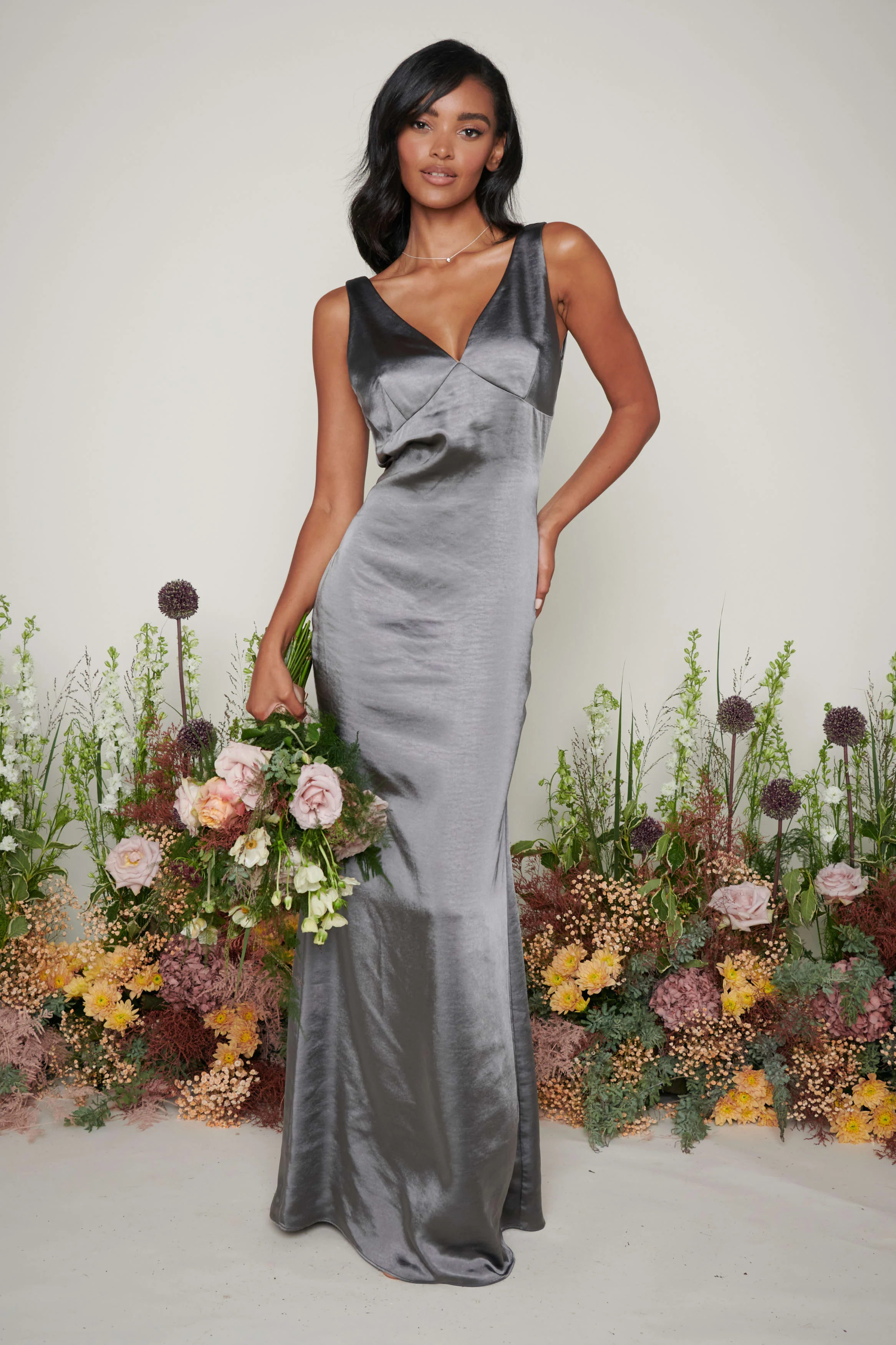 Piper Maxi Bridesmaid Dress - Matte Slate Grey - Image 3