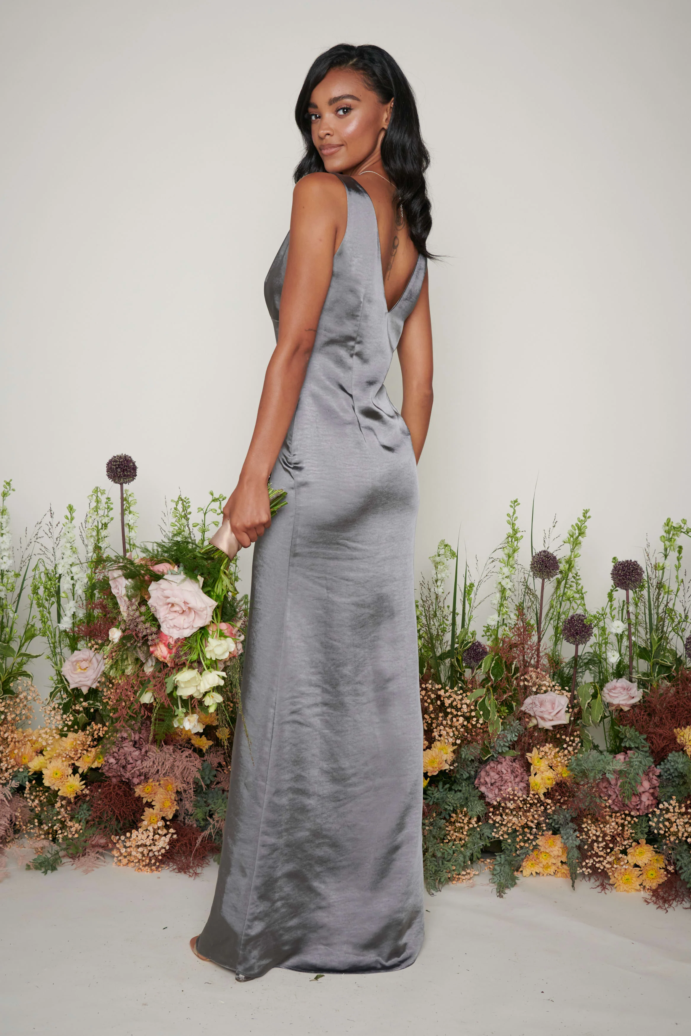 Piper Maxi Bridesmaid Dress - Matte Slate Grey - Image 4