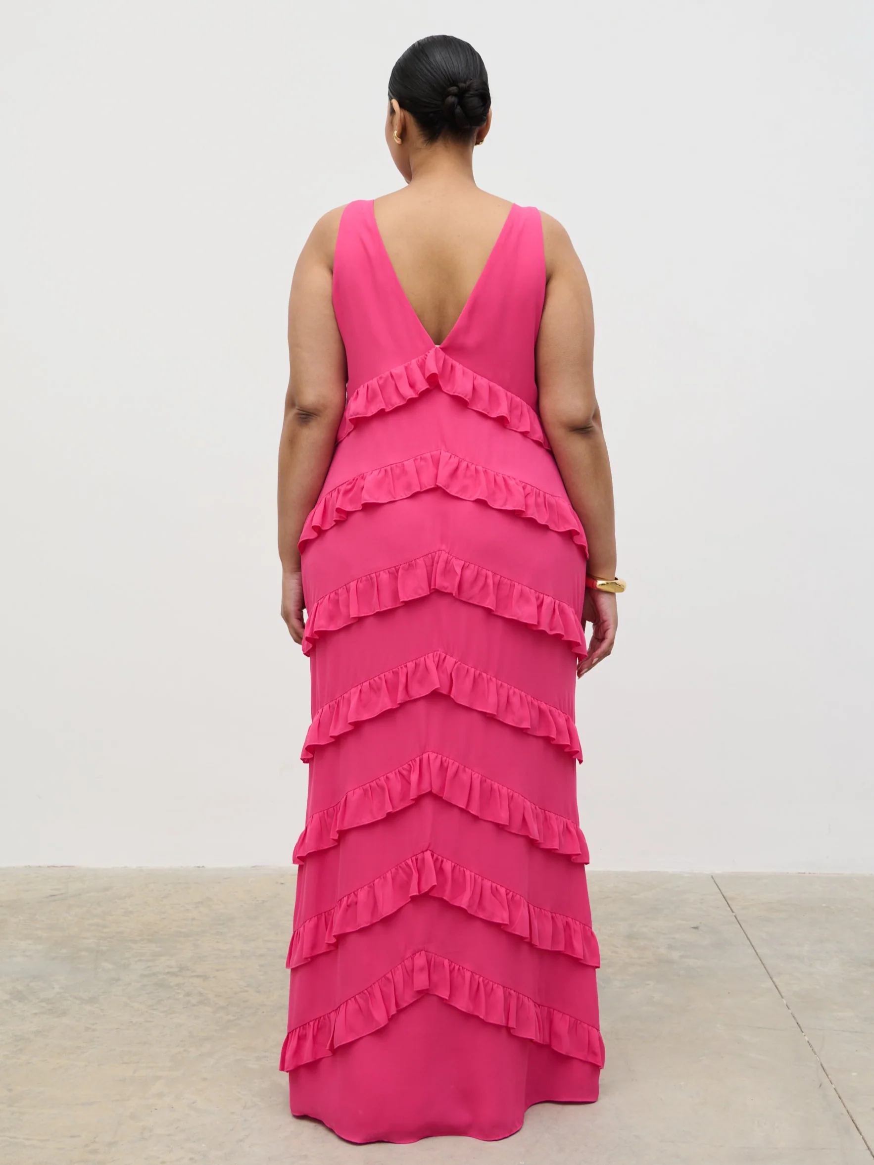 Piper Ruffle Maxi Dress Curve - Fuchsia - Image 6