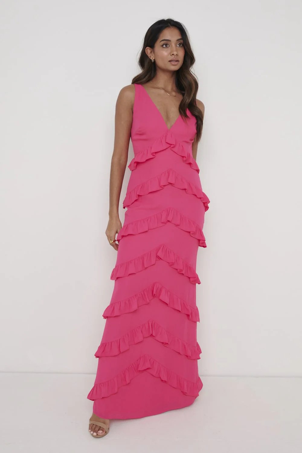 Piper Ruffle Maxi Dress - Fuchsia - Image 4