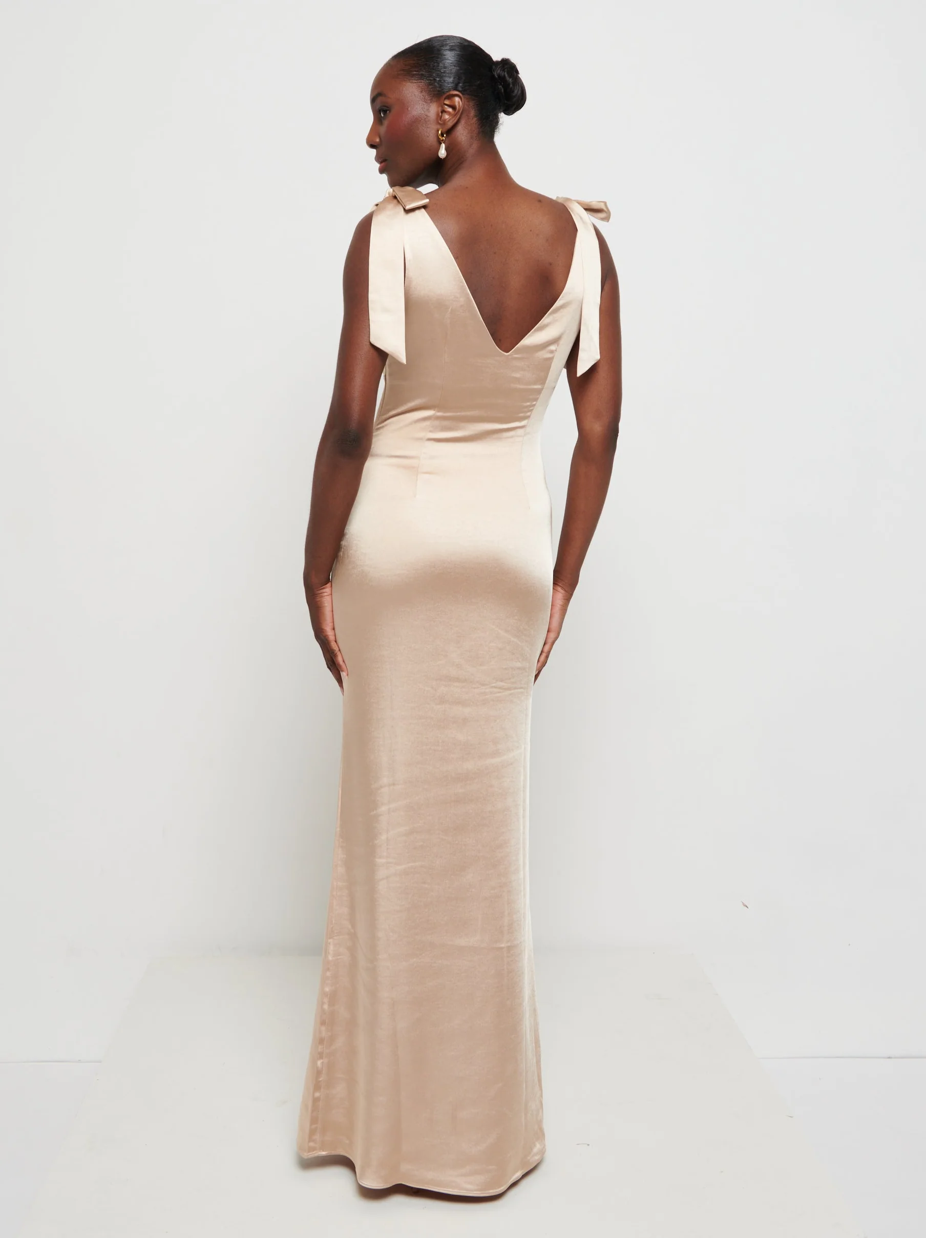 Piper Tie Maxi Bridesmaid Dress - Bronze - Image 4