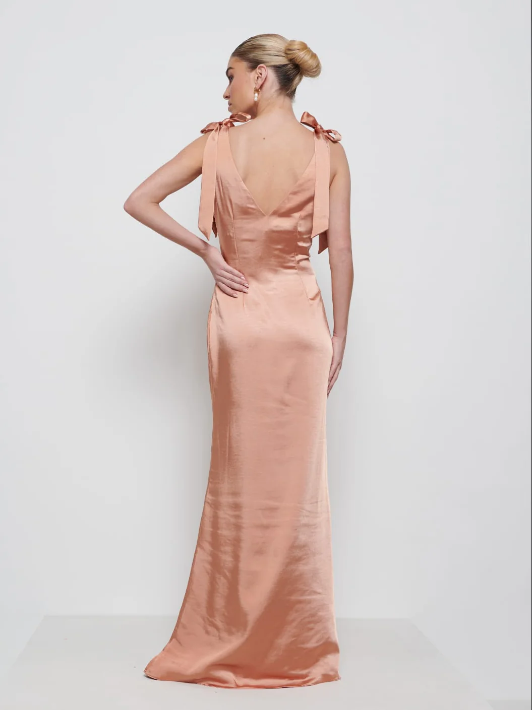 Piper Tie Maxi Bridesmaid Dress - Cinnamon - Image 3