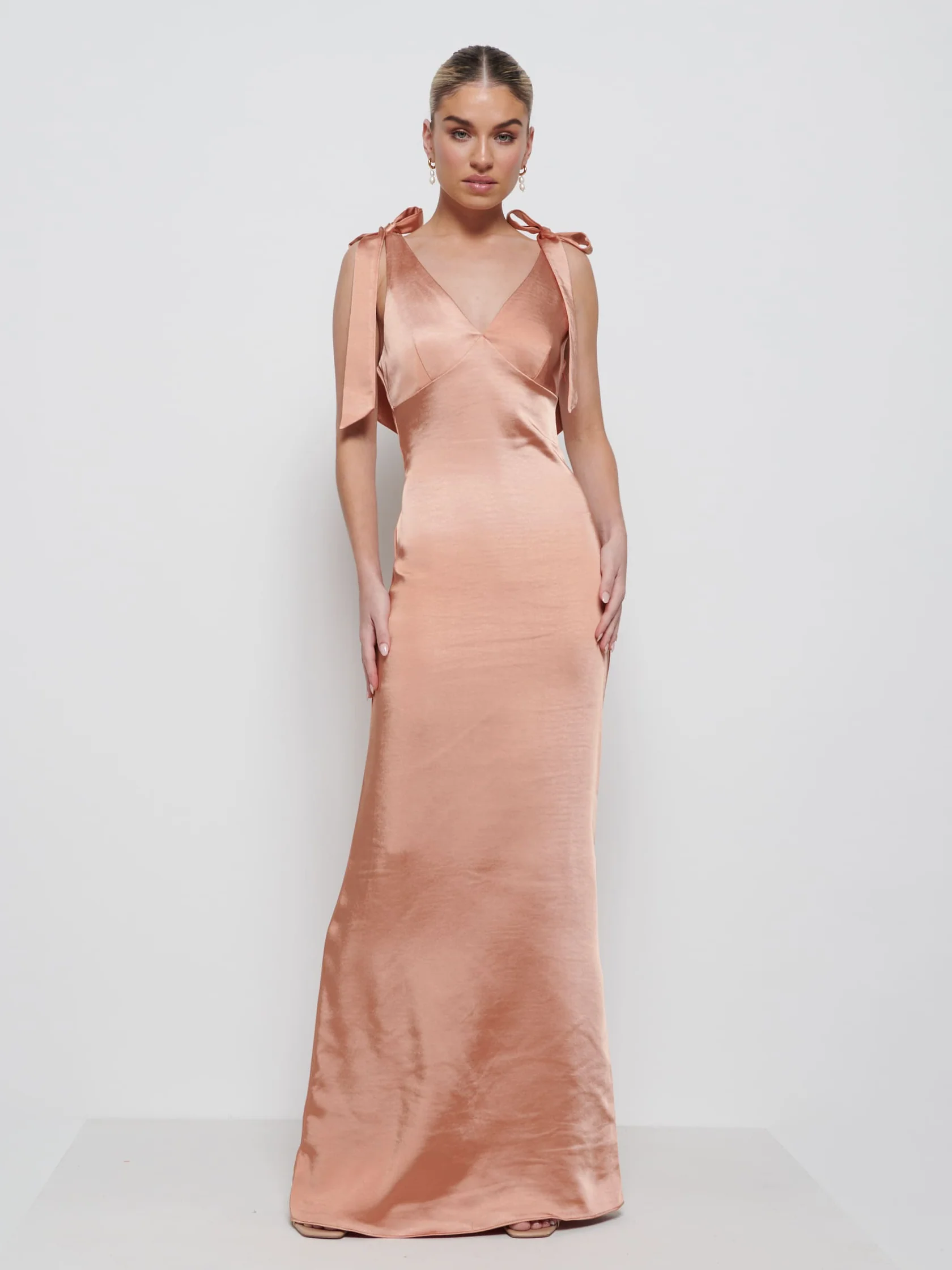 Piper Tie Maxi Bridesmaid Dress - Cinnamon - Image 4