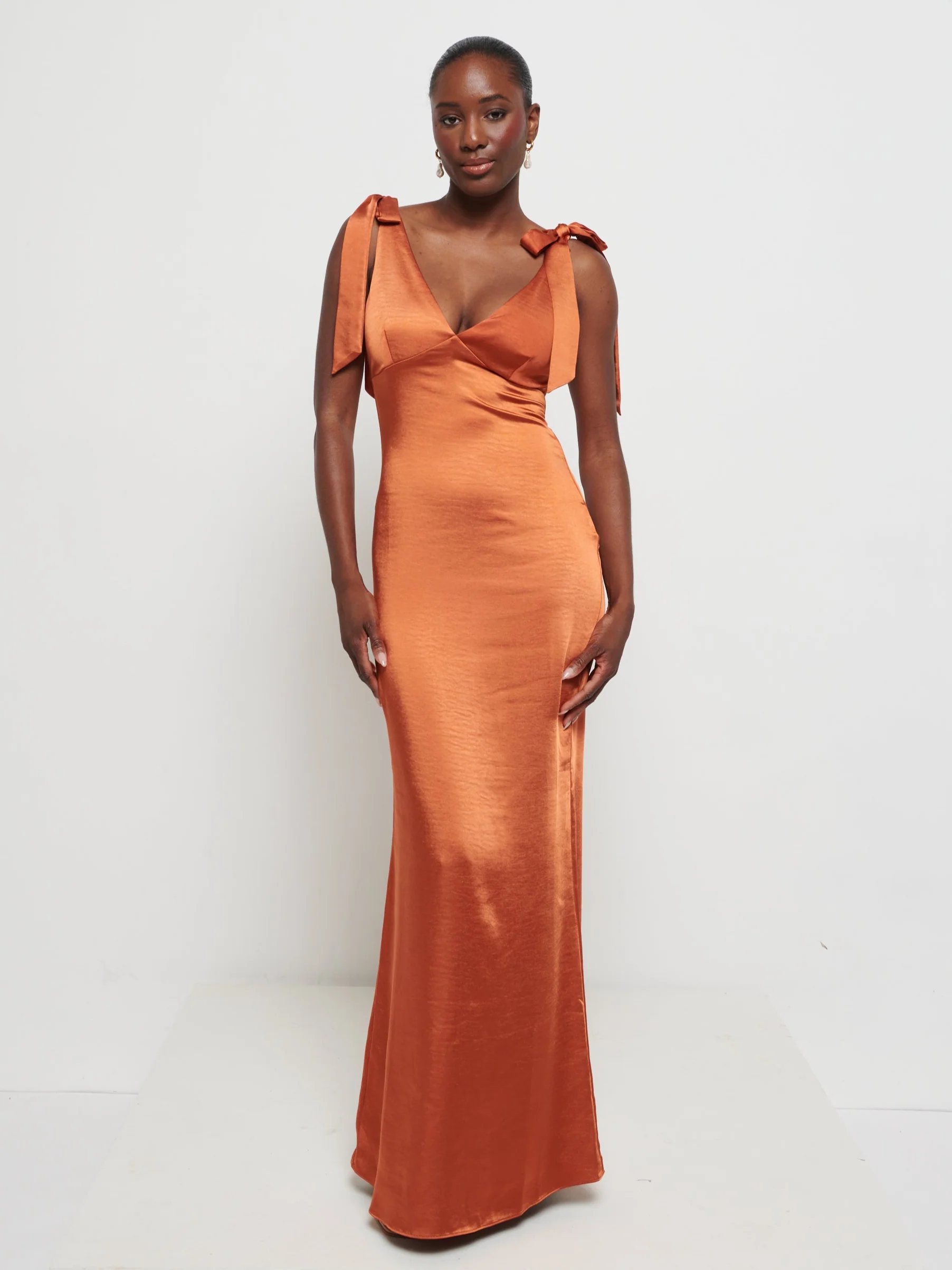 Piper Tie Maxi Bridesmaid Dress - Copper - Image 4