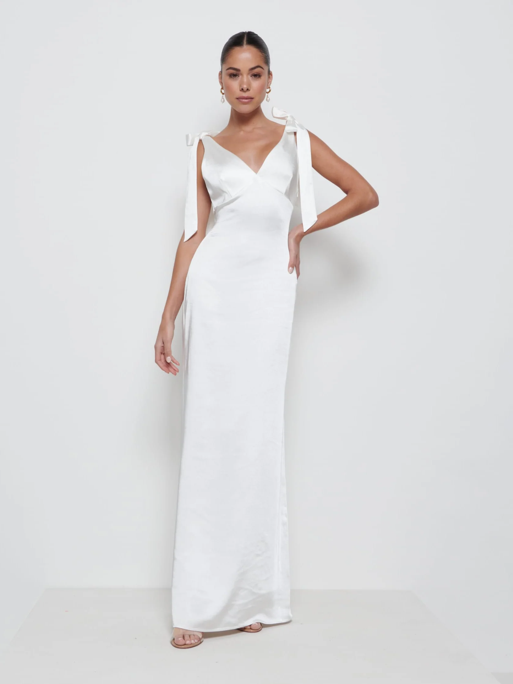 Piper Tie Maxi Bridesmaid Dress - Ivory - Image 4