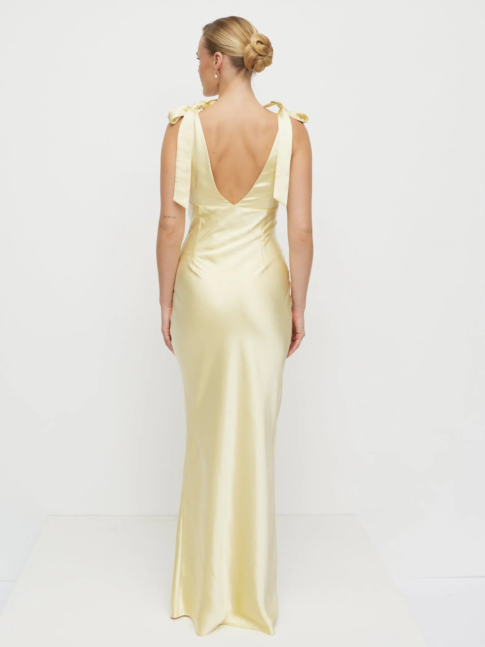 Piper Tie Satin Maxi Dress - Lemon - Image 6