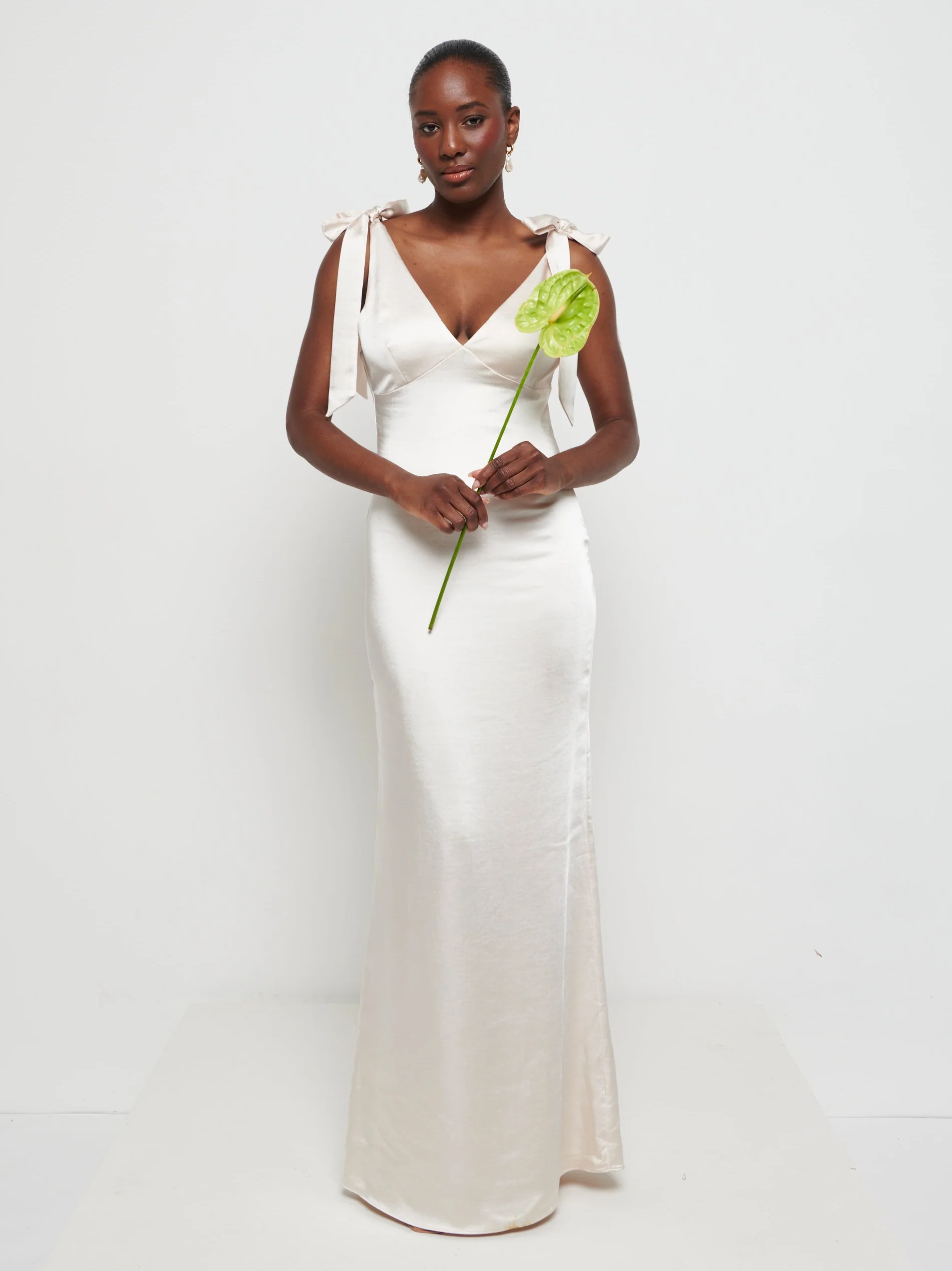 Piper Tie Maxi Bridesmaid Dress - Matte Champagne - Image 3