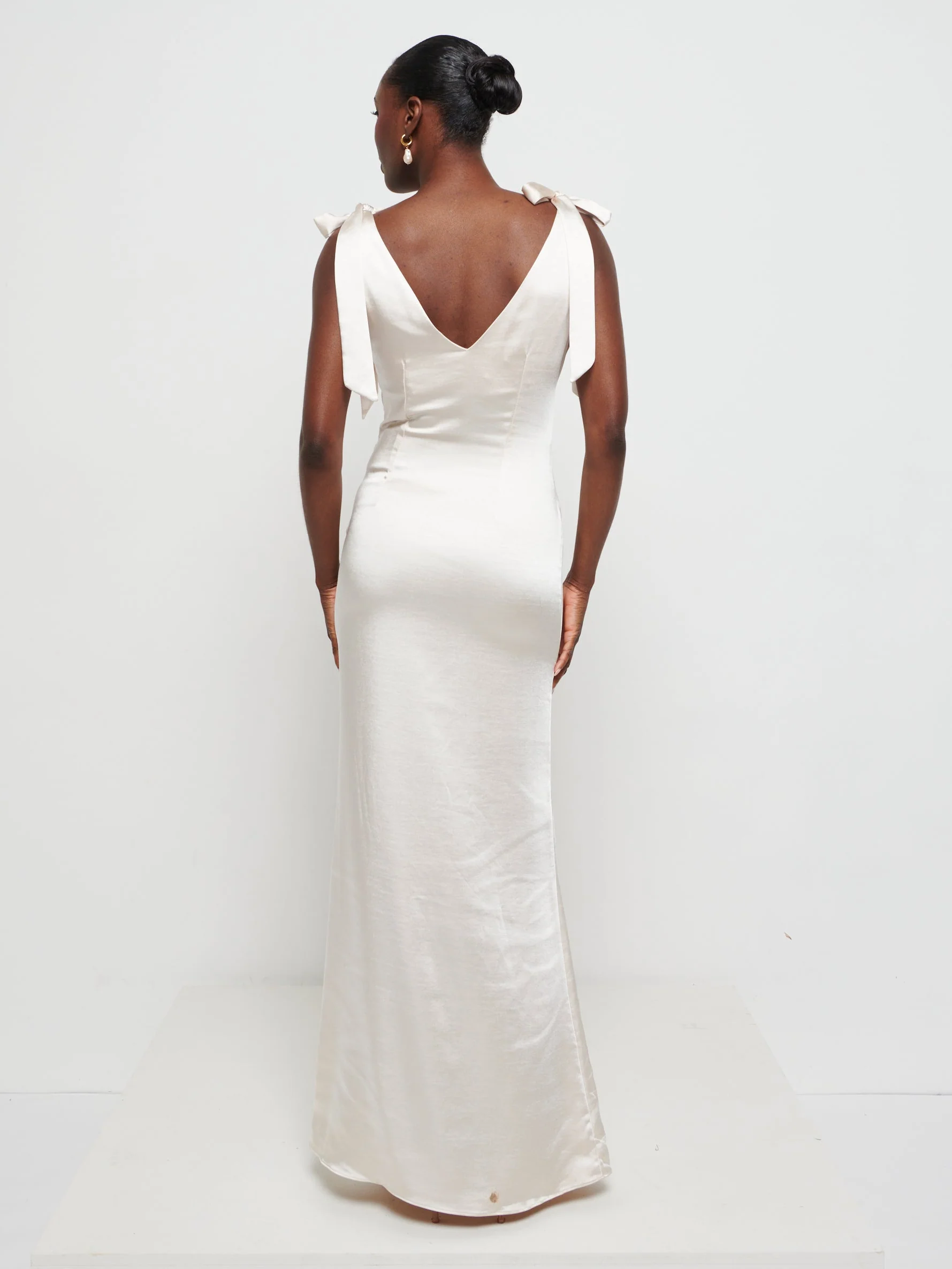 Piper Tie Maxi Bridesmaid Dress - Matte Champagne - Image 6