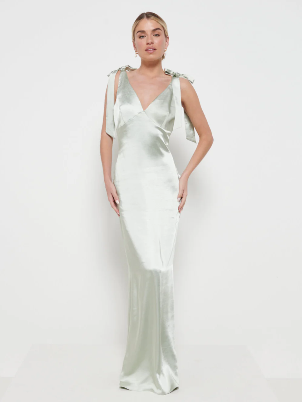 Piper Tie Maxi Bridesmaid Dress - Matte Sage - Image 4