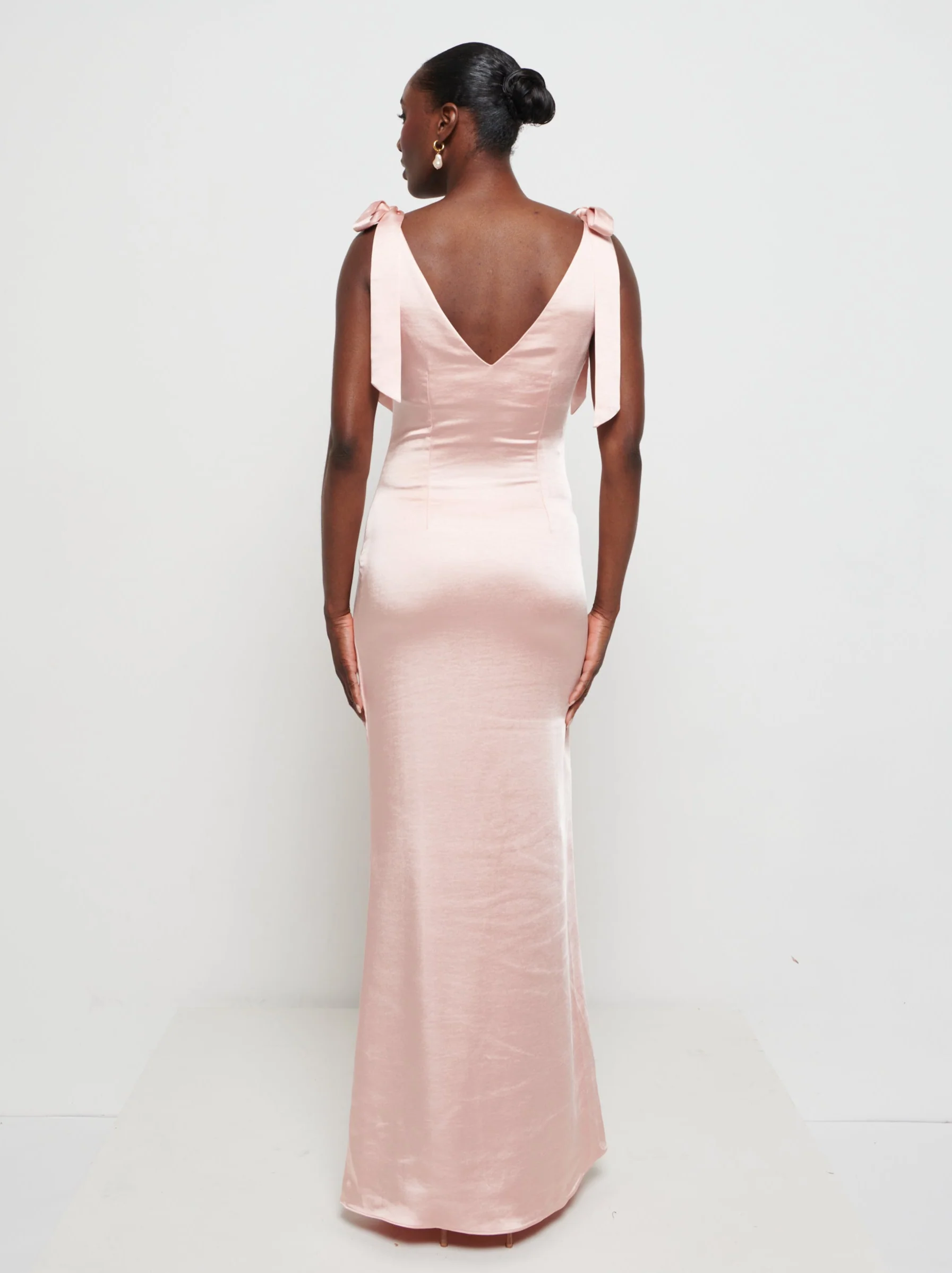 Piper Tie Maxi Bridesmaid Dress - Matte True Blush - Image 4