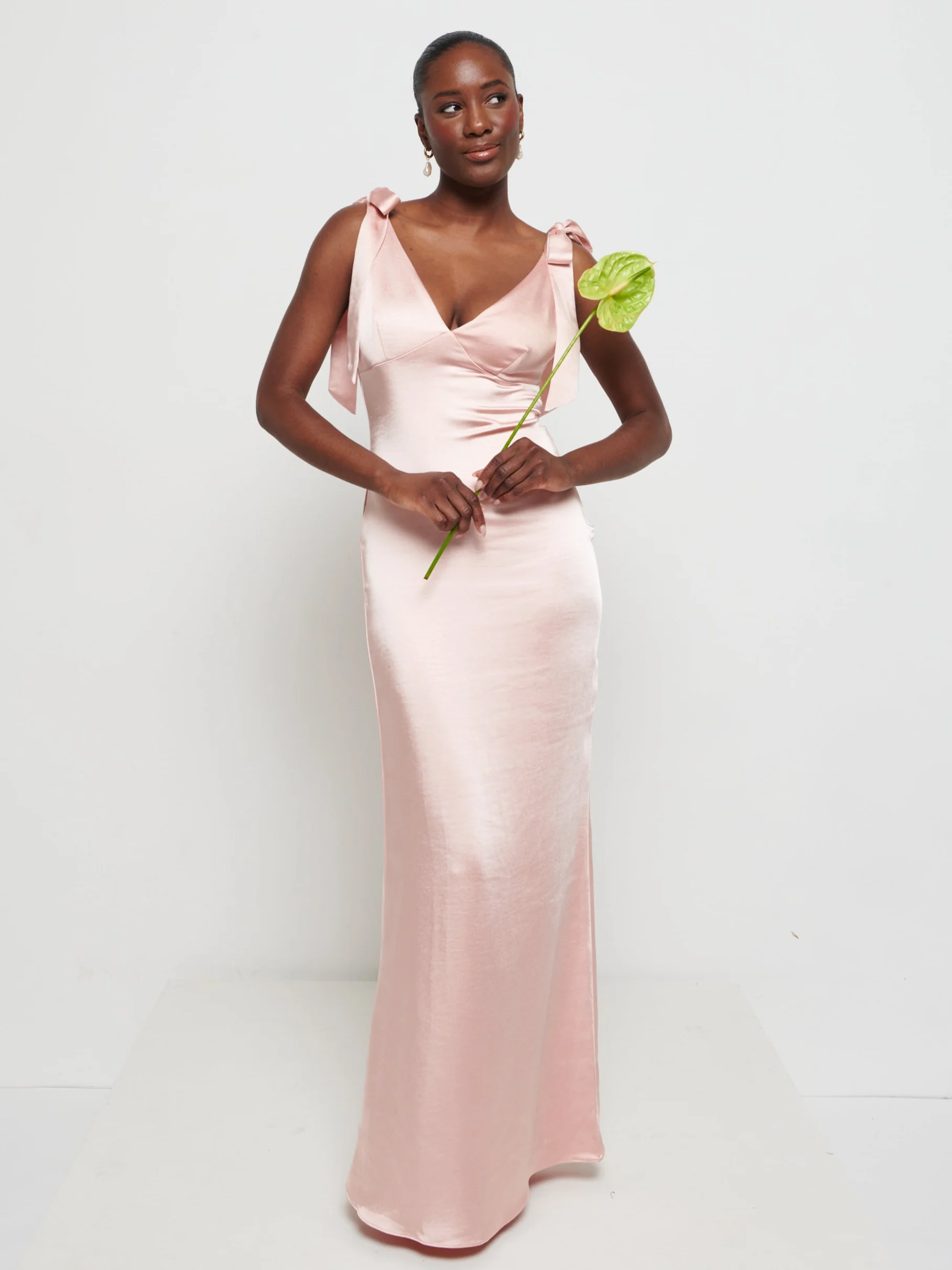 Piper Tie Maxi Bridesmaid Dress - Matte True Blush - Image 5