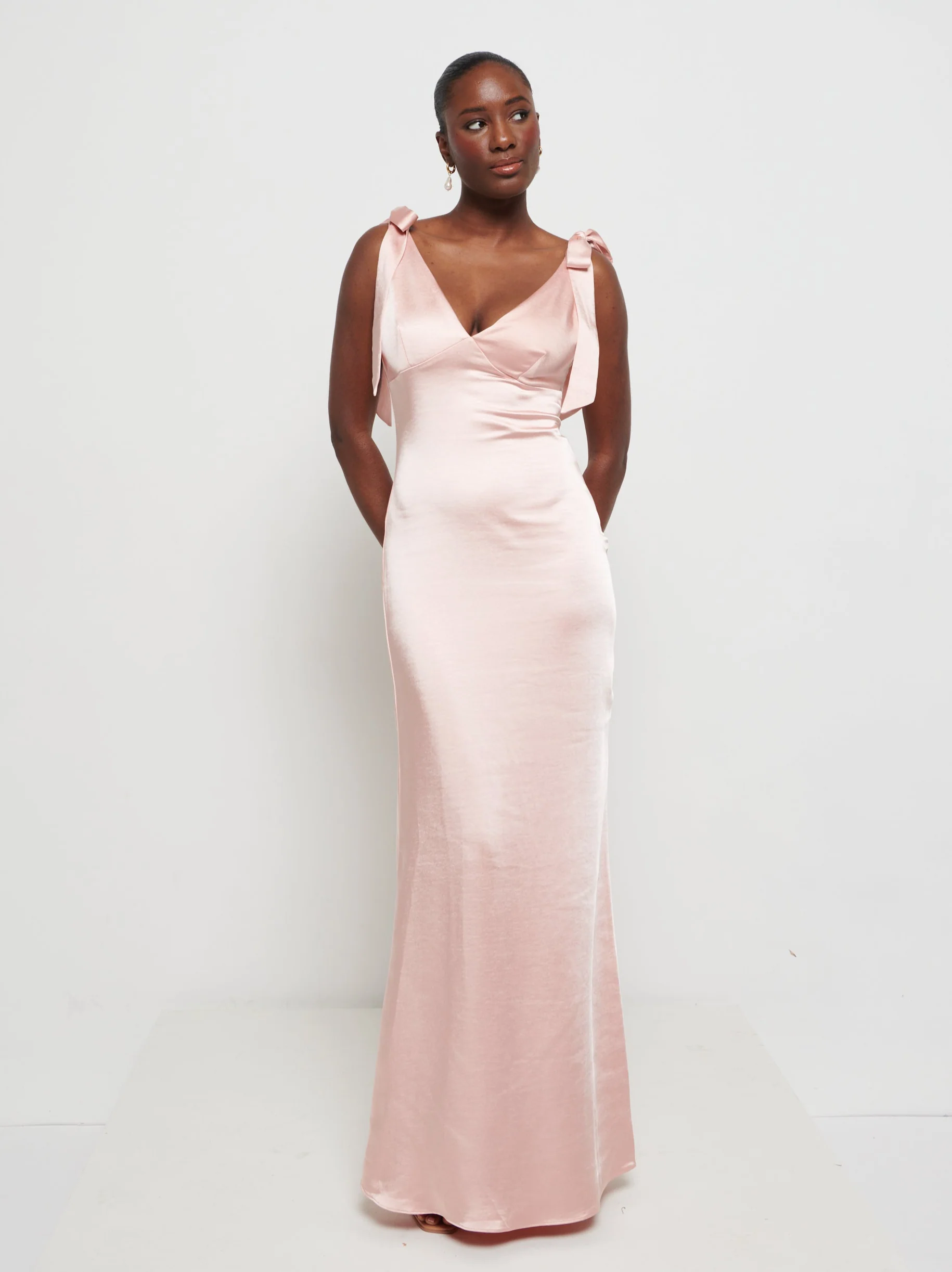 Piper Tie Maxi Bridesmaid Dress - Matte True Blush - Image 6