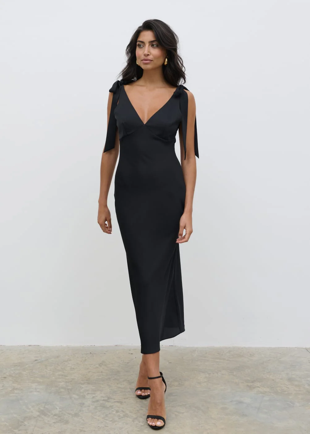 Piper Tie Midaxi Dress - Black - Image 6