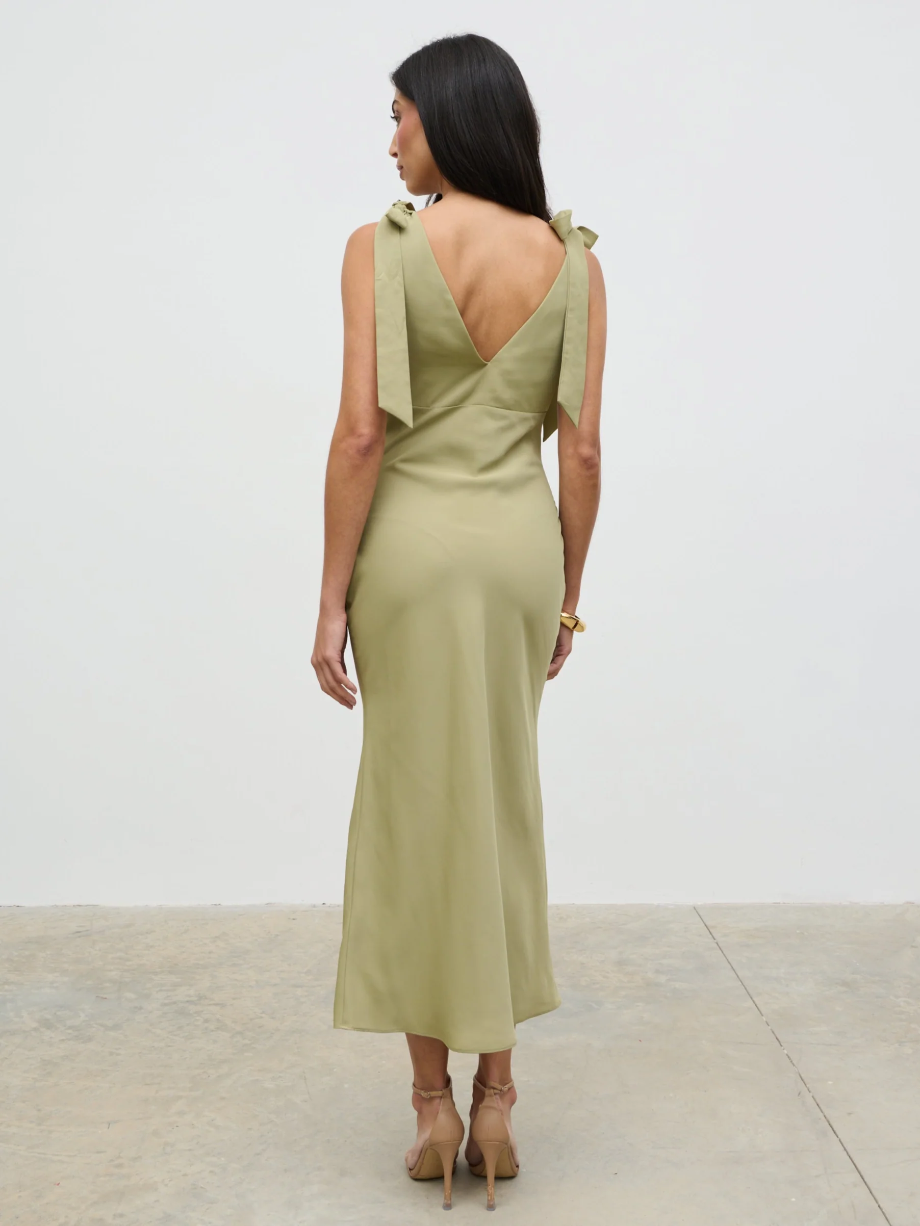 Piper Tie Midaxi Dress - Olive - Image 3