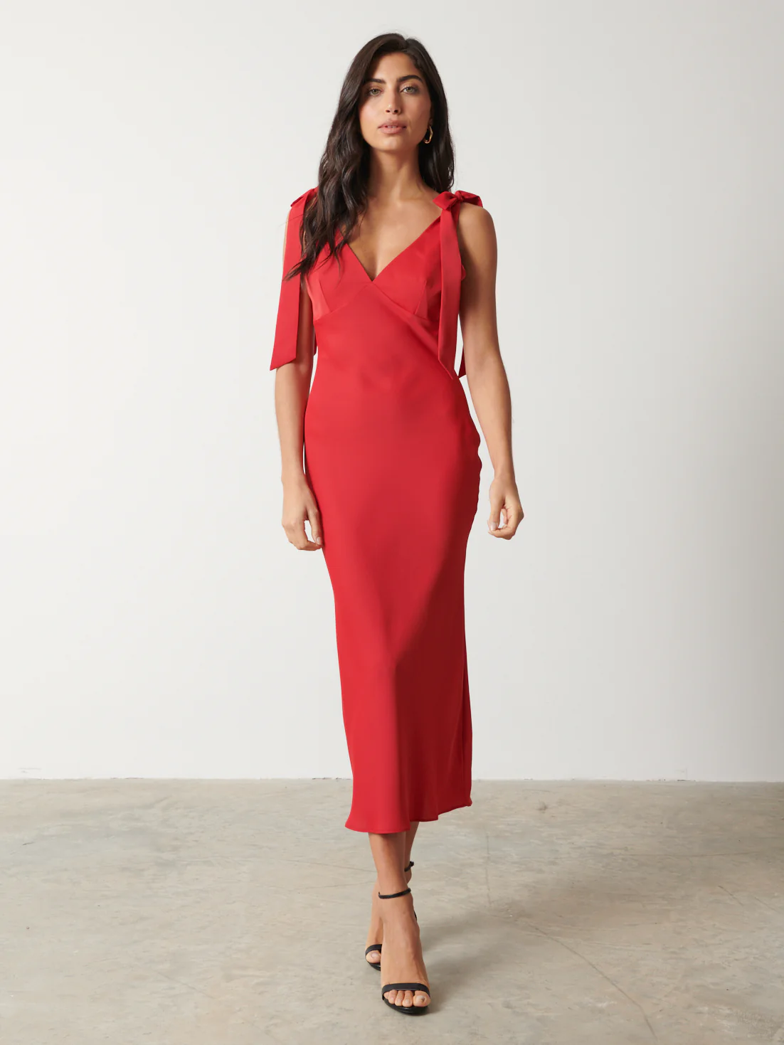 Piper Tie Midaxi Dress - Scarlet Red - Image 4