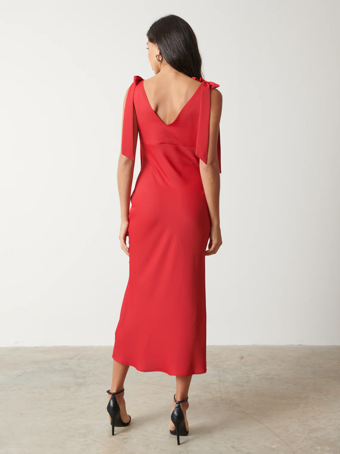 Piper Tie Midaxi Dress - Scarlet Red - Image 5